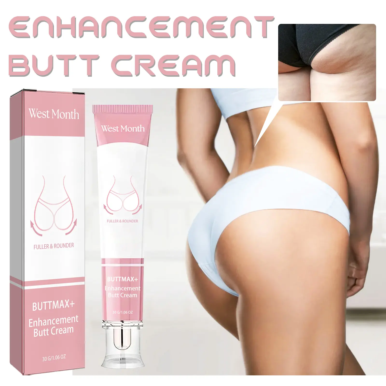 Butt Lift Cream for Firming, Toning & Moisturizing - West&Month 2 butt lift cream sculpting firming toning West Month 084 2153