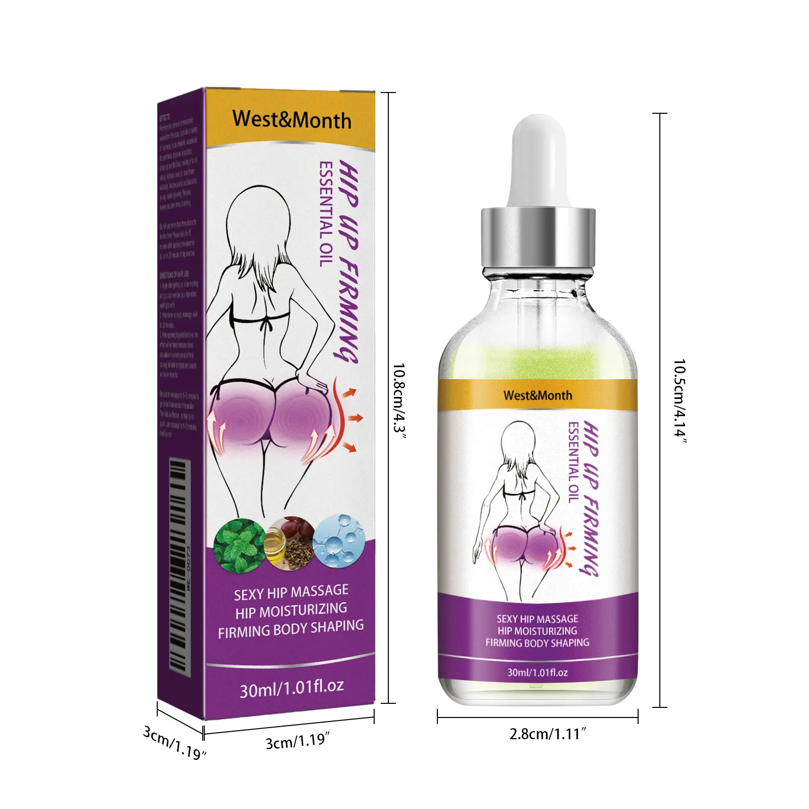 Butt Massage Oil for Firming & Contouring - West&Month 1 butt massage oil lift firm highlight lines West Month 658 9456