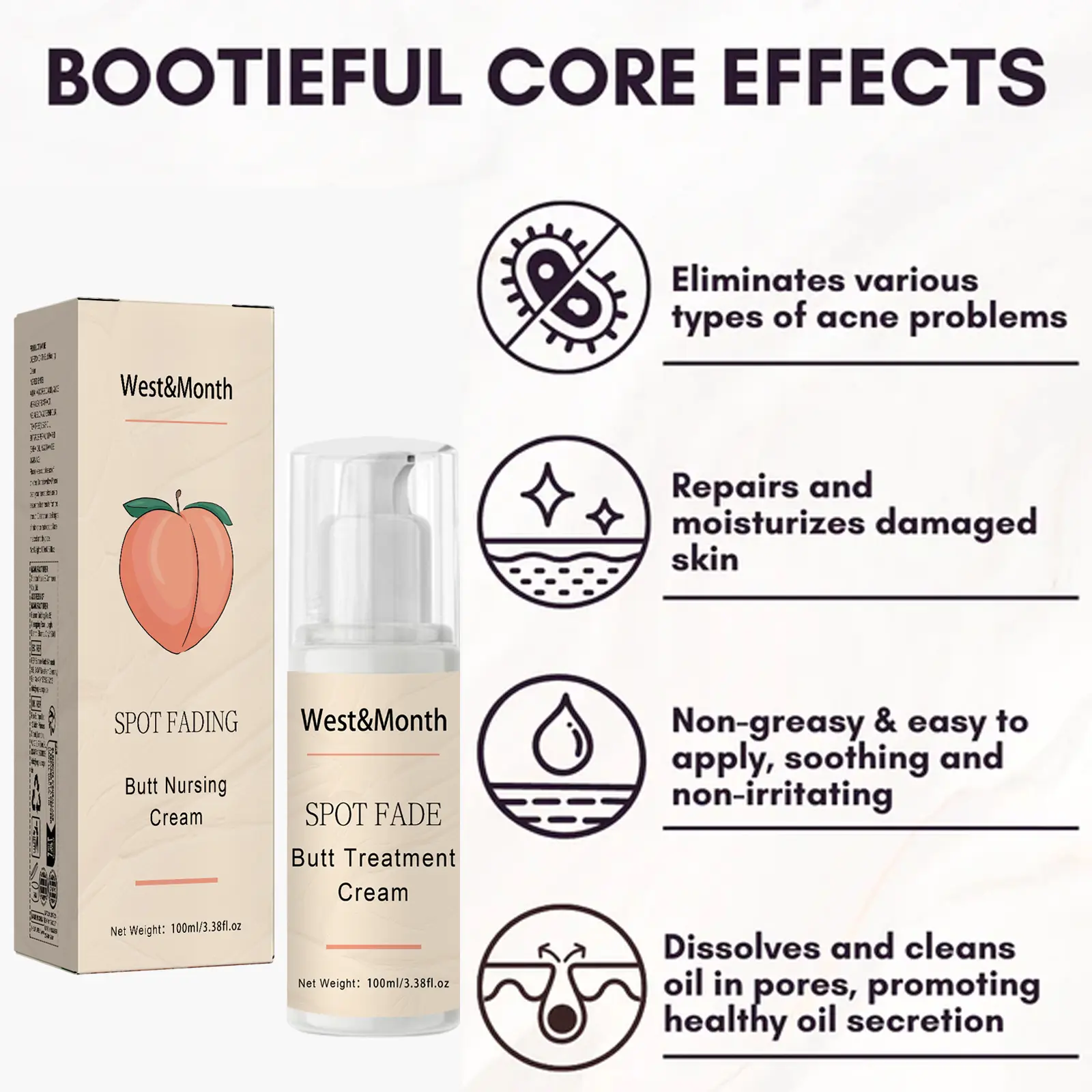 Buttock Care Cream for Rough Skin & Acne Blemishes - West&Month 7 buttock care cream repair rough skin West Month 046 1684