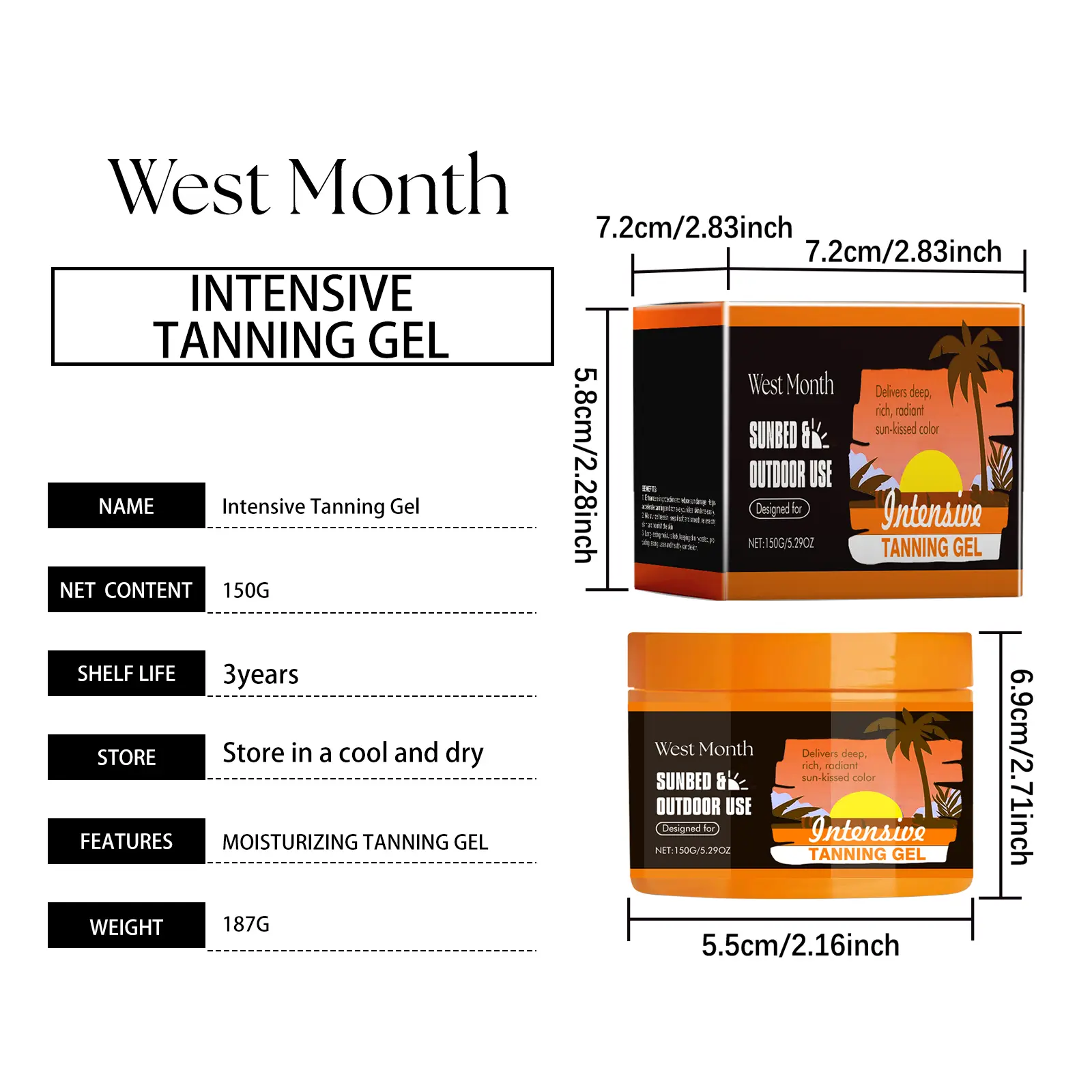 Carrot Black Gel Summer Body Moisturizer with Cocoa Extract - West&Month 1 carrot black gel summer outdoor moisturizing West Month 018 1327
