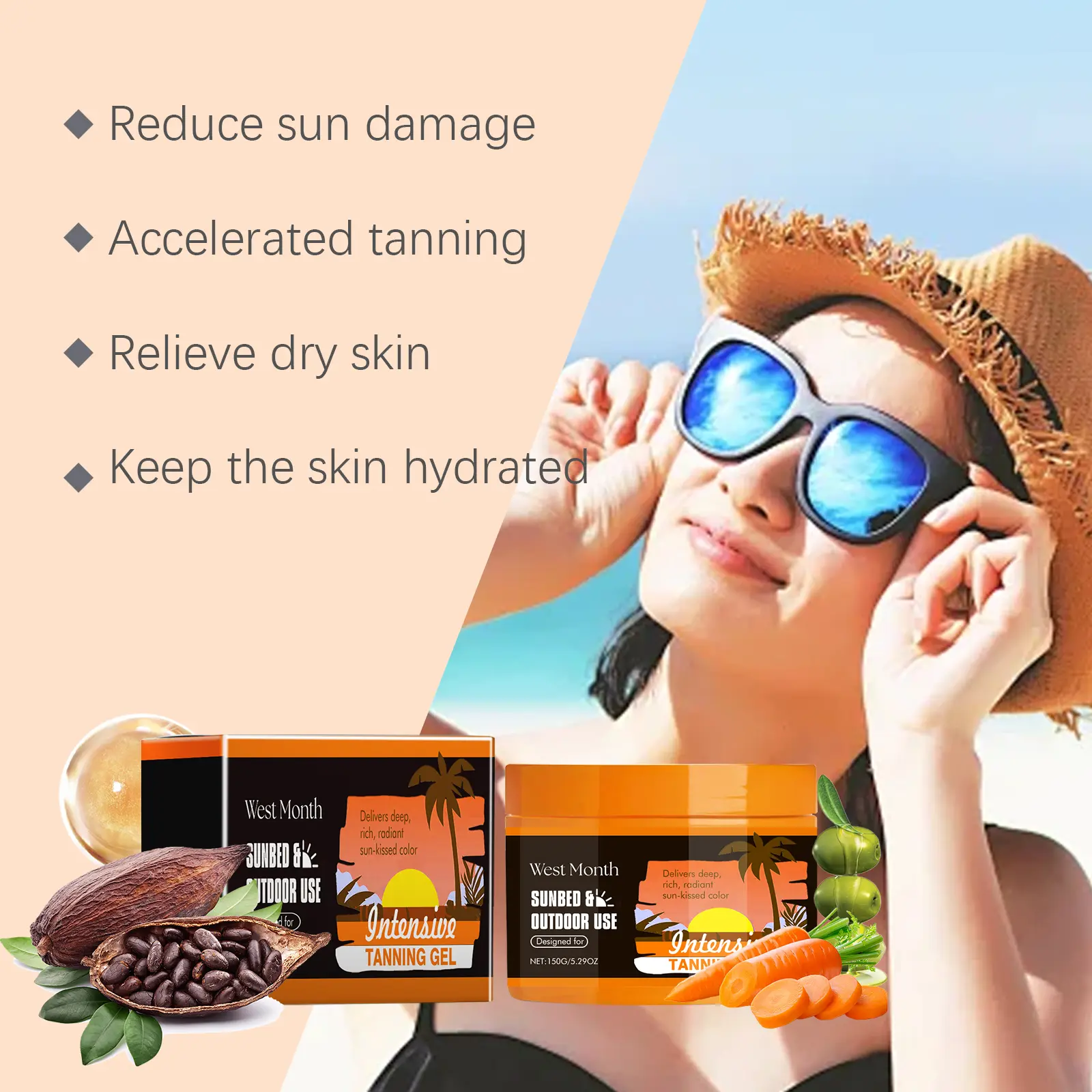 Carrot Black Gel Summer Body Moisturizer with Cocoa Extract - West&Month 5 carrot black gel summer outdoor moisturizing West Month 018 1331