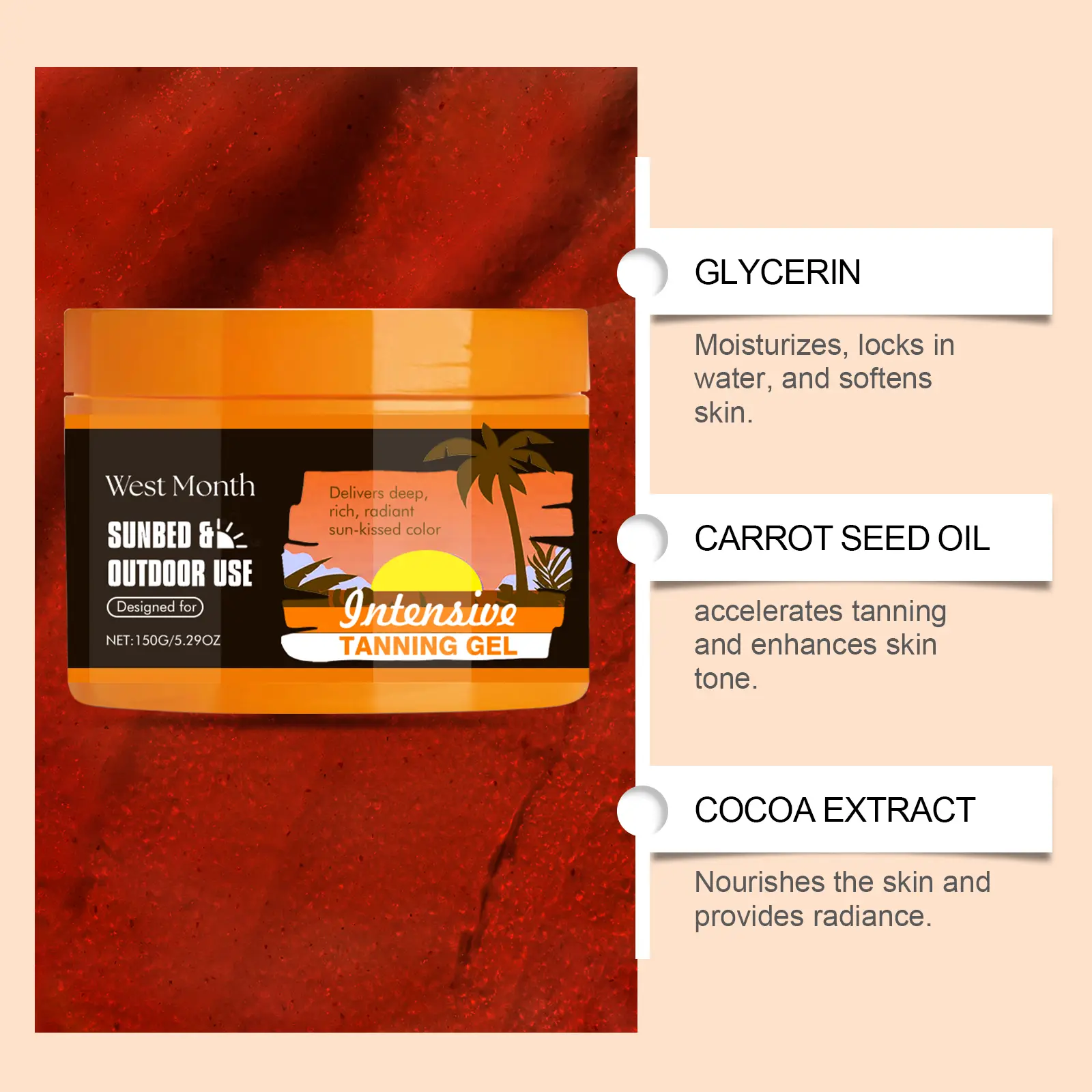 Carrot Black Gel Summer Body Moisturizer with Cocoa Extract - West&Month 8 carrot black gel summer outdoor moisturizing West Month 018 1334