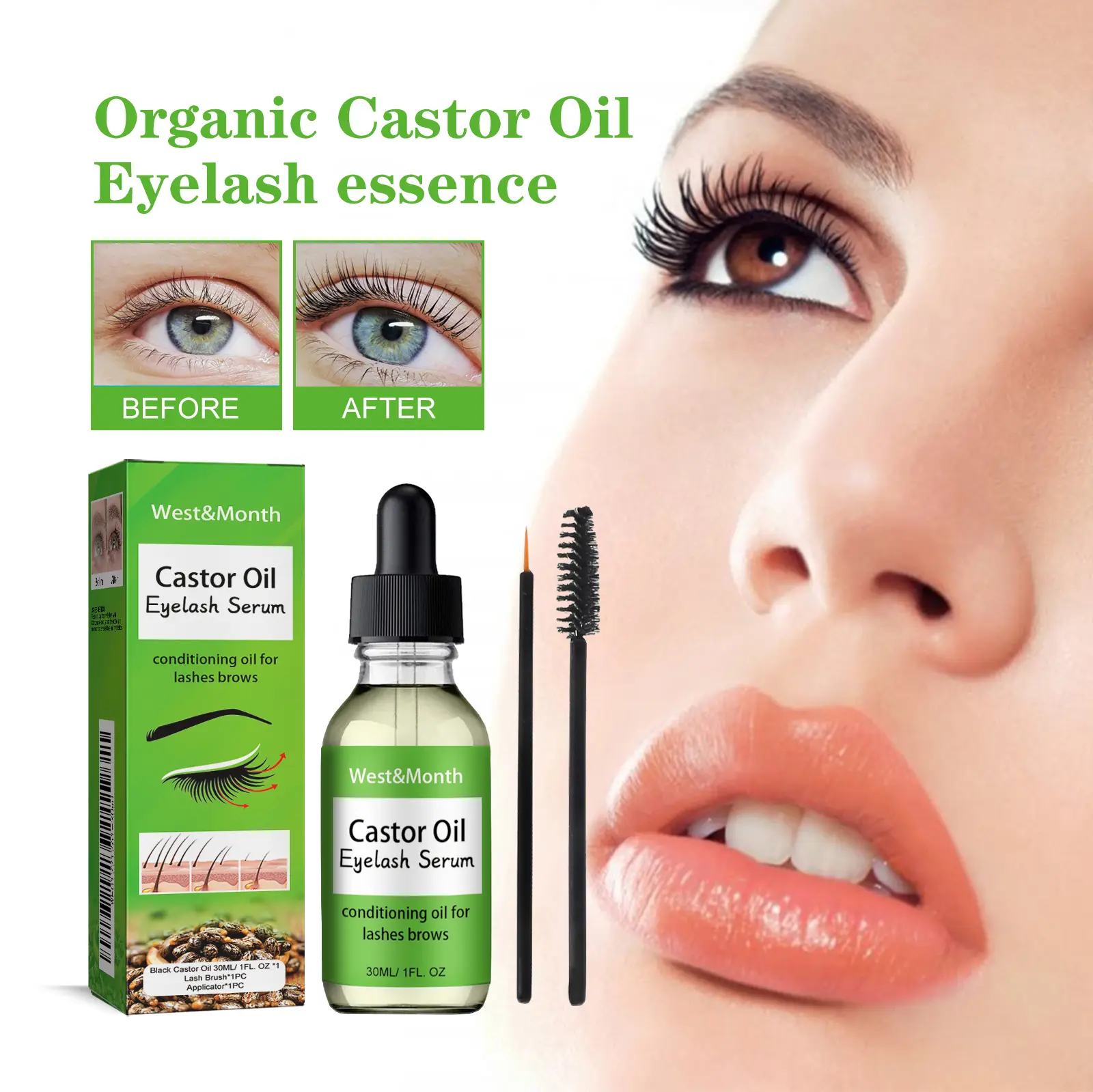 West&Month Castor Oil Mascara Review: The Natural Lash Boost I Didn't See Coming 2 Close-up shot of mascara wand applying product to eyelashes