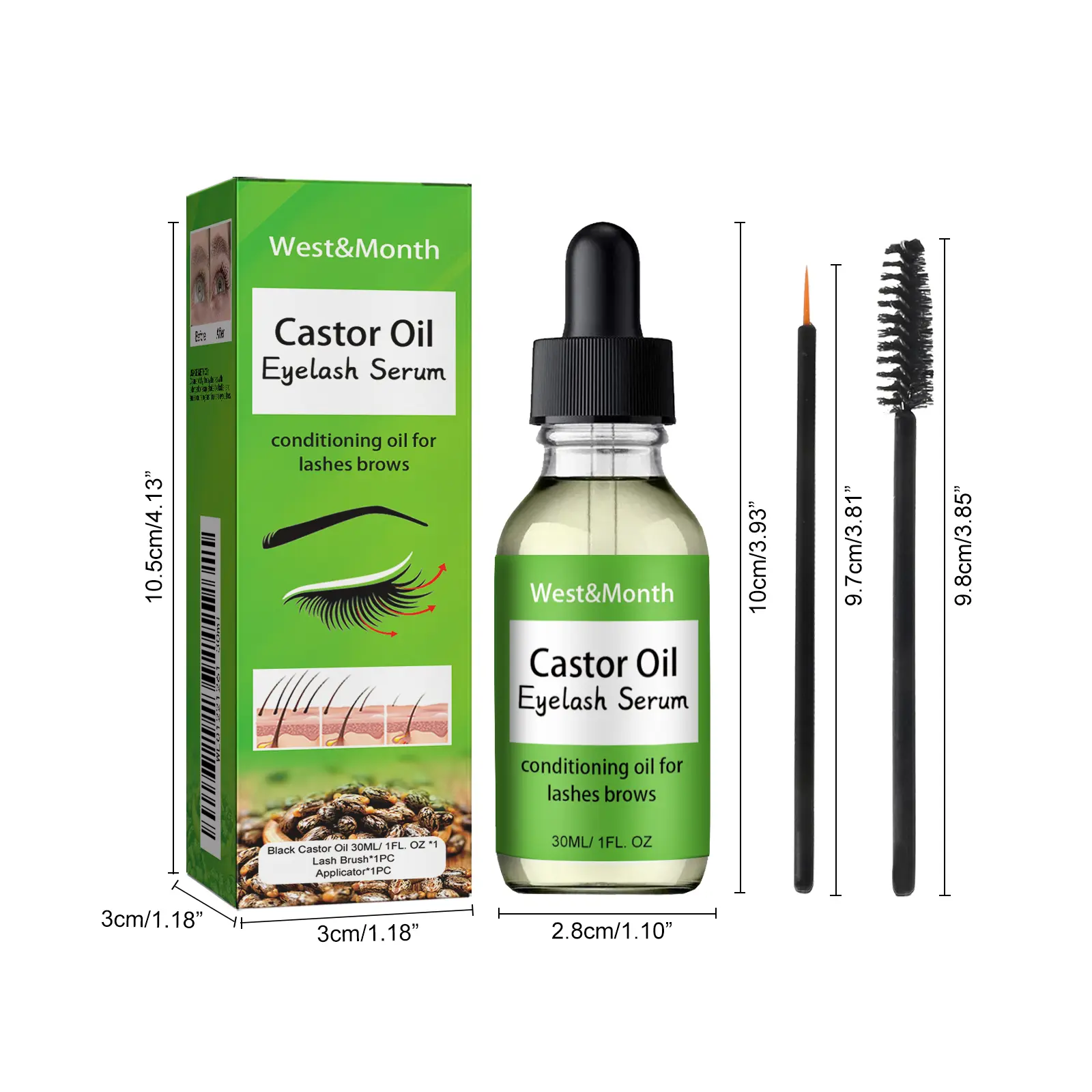 Castor Oil Mascara for Natural Curling and Nourishment - West&Month 1 castor oil mascara natural curling black West Month 088 2207