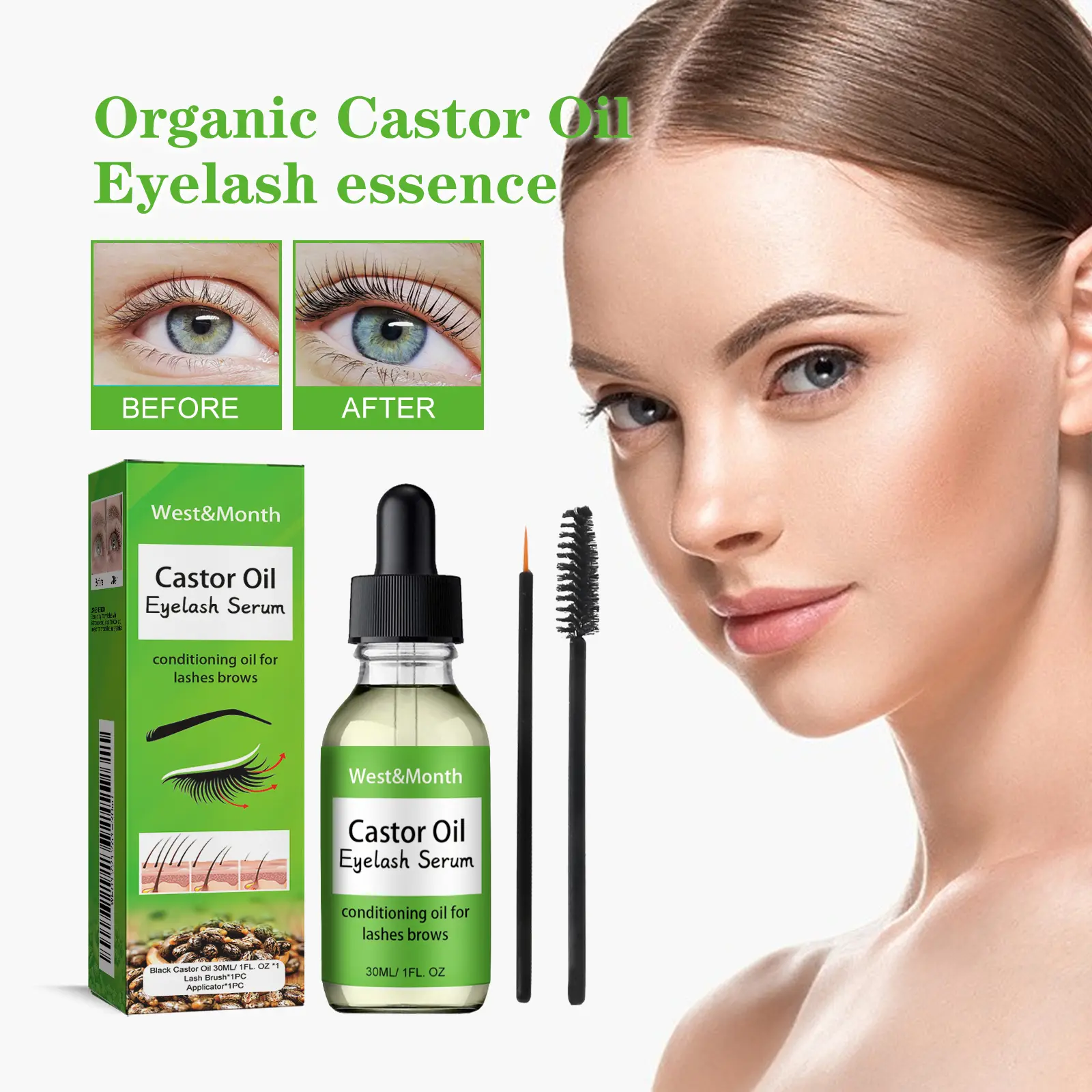 Castor Oil Mascara for Natural Curling and Nourishment - West&Month 2 castor oil mascara natural curling black West Month 088 2208
