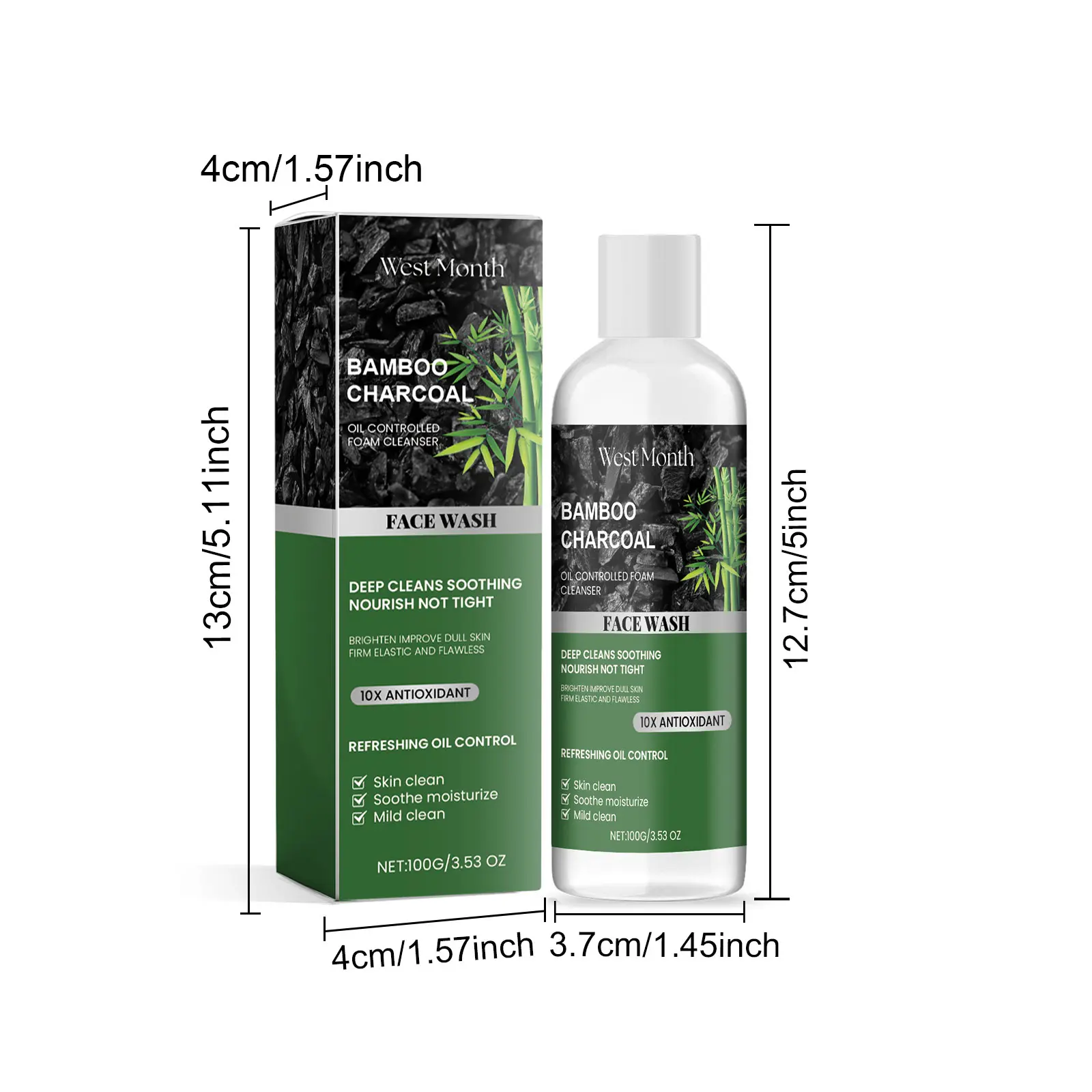 Charcoal Facial Cleanser for Oil Control & Moisturizing - West&Month 1 charcoal facial cleanser clean oil moisturize control West Month 479 7345