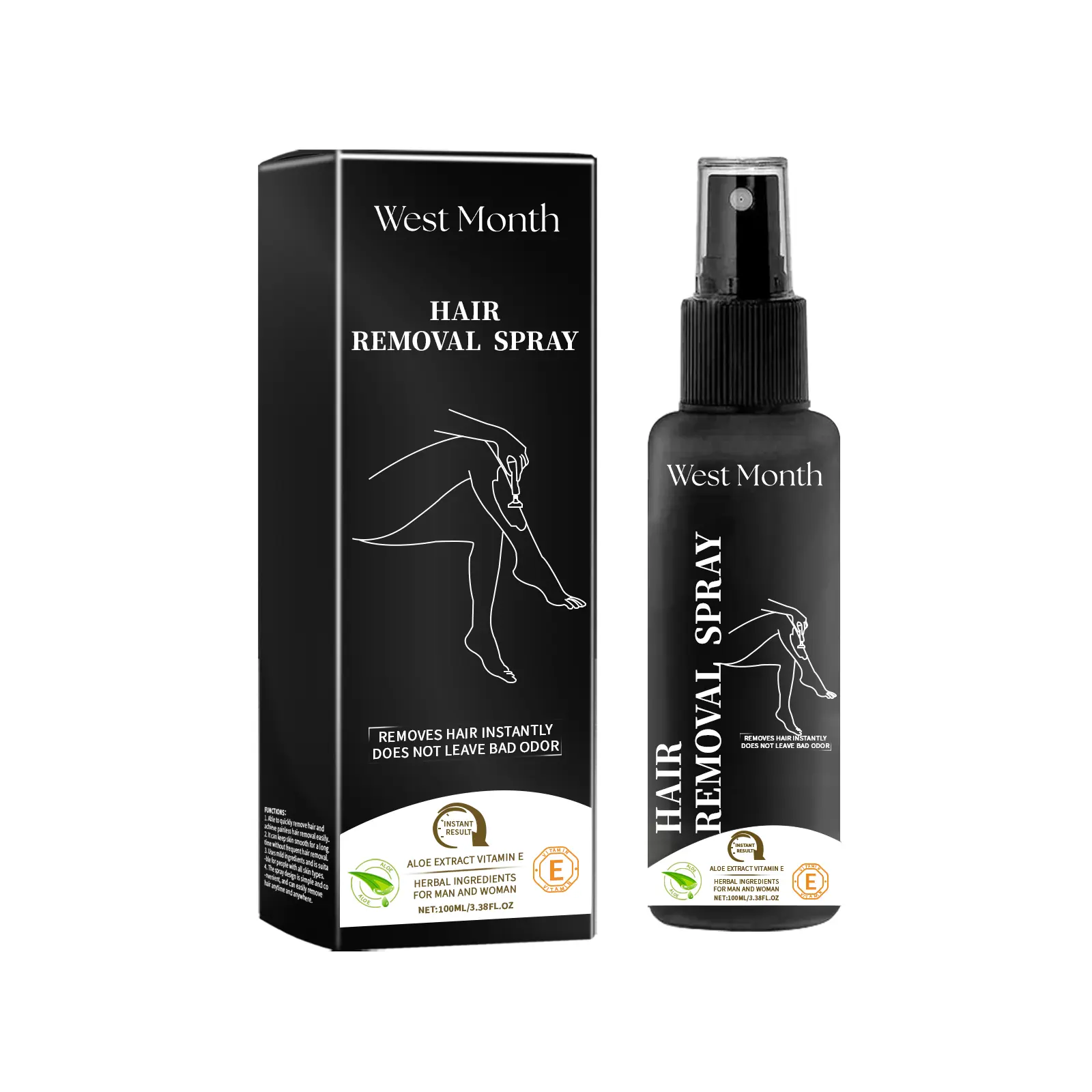 West&Month Hair Removal Spray Review: Surprisingly Gentle? 1 West&Month Hair Removal Spray bottle held at an angle, showing the pump
