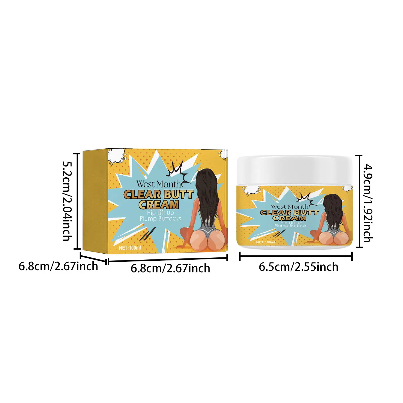Butt Lift Cream for Firming, Volumizing & Peach Shape - West&Month 1 clear butt cream firming volumizing lift West Month 281 4642
