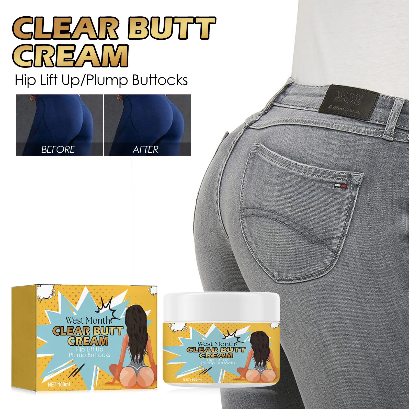 Butt Lift Cream for Firming, Volumizing & Peach Shape - West&Month 2 clear butt cream firming volumizing lift West Month 281 4643