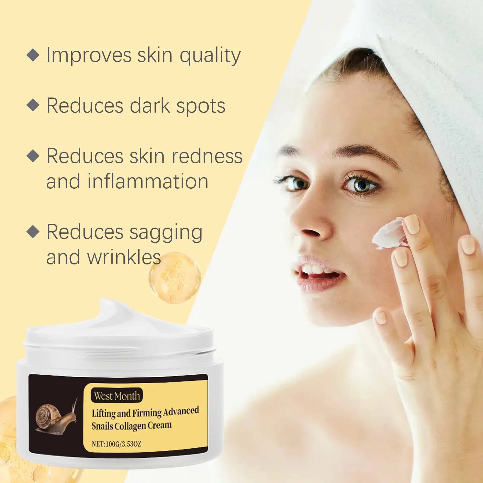 Snail Collagen Firming Cream for Dry Skin Hydration by West&Month 6 cochlear collagen cream moisturize nourish brighten West Month 372 5859