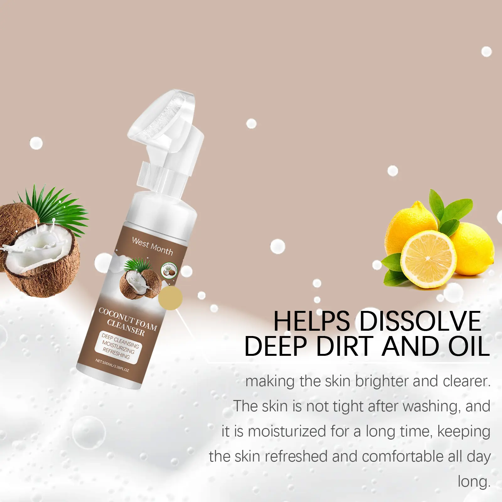 Coconut Foam Cleanser for Gentle Pore Cleansing - West&Month 8 coconut foam cleanser gentle pore refresh moist West Month 641 9295