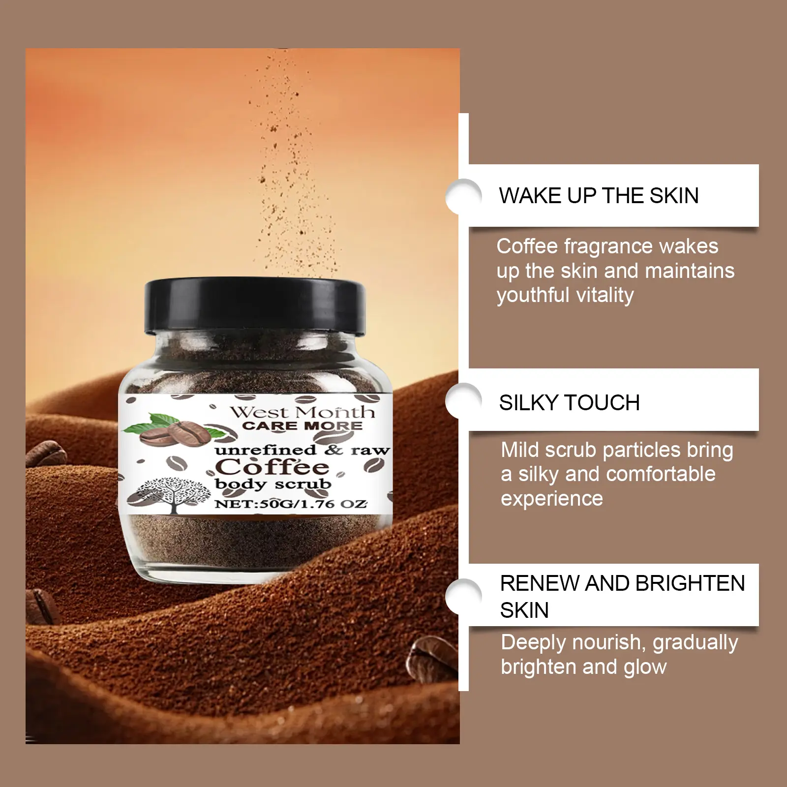 Coffee Body Scrub for Exfoliating and Moisturizing - West&Month 7 coffee body scrub clean exfoliate moisturize West Month 298 4887