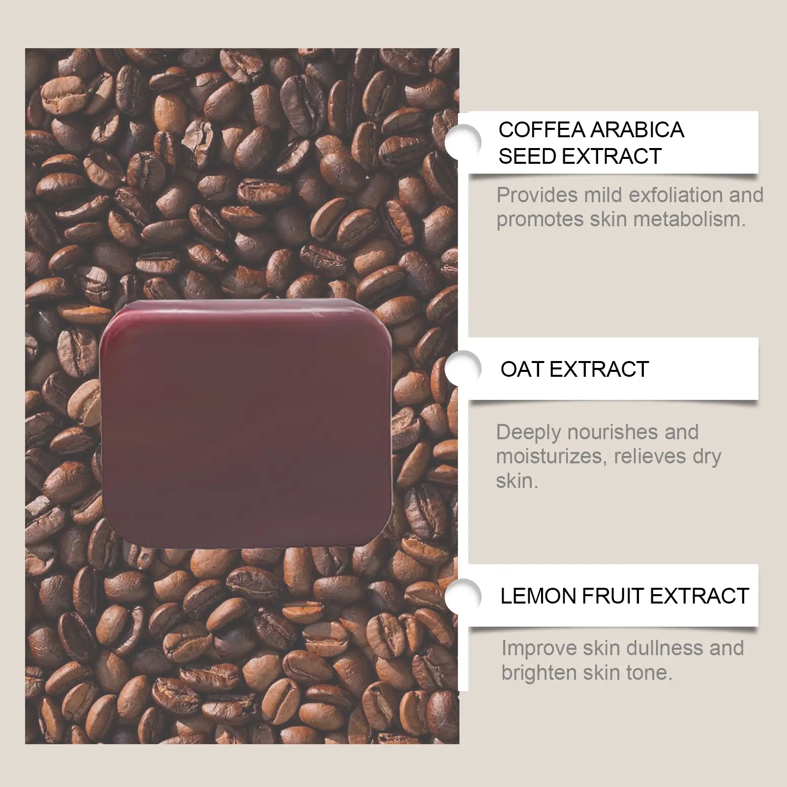 Coffee Cleansing Soap with Turmeric & Vitamin E for Smooth Skin - West&Month 8 coffee cleansing soap nourish moisturize West Month 062 1885