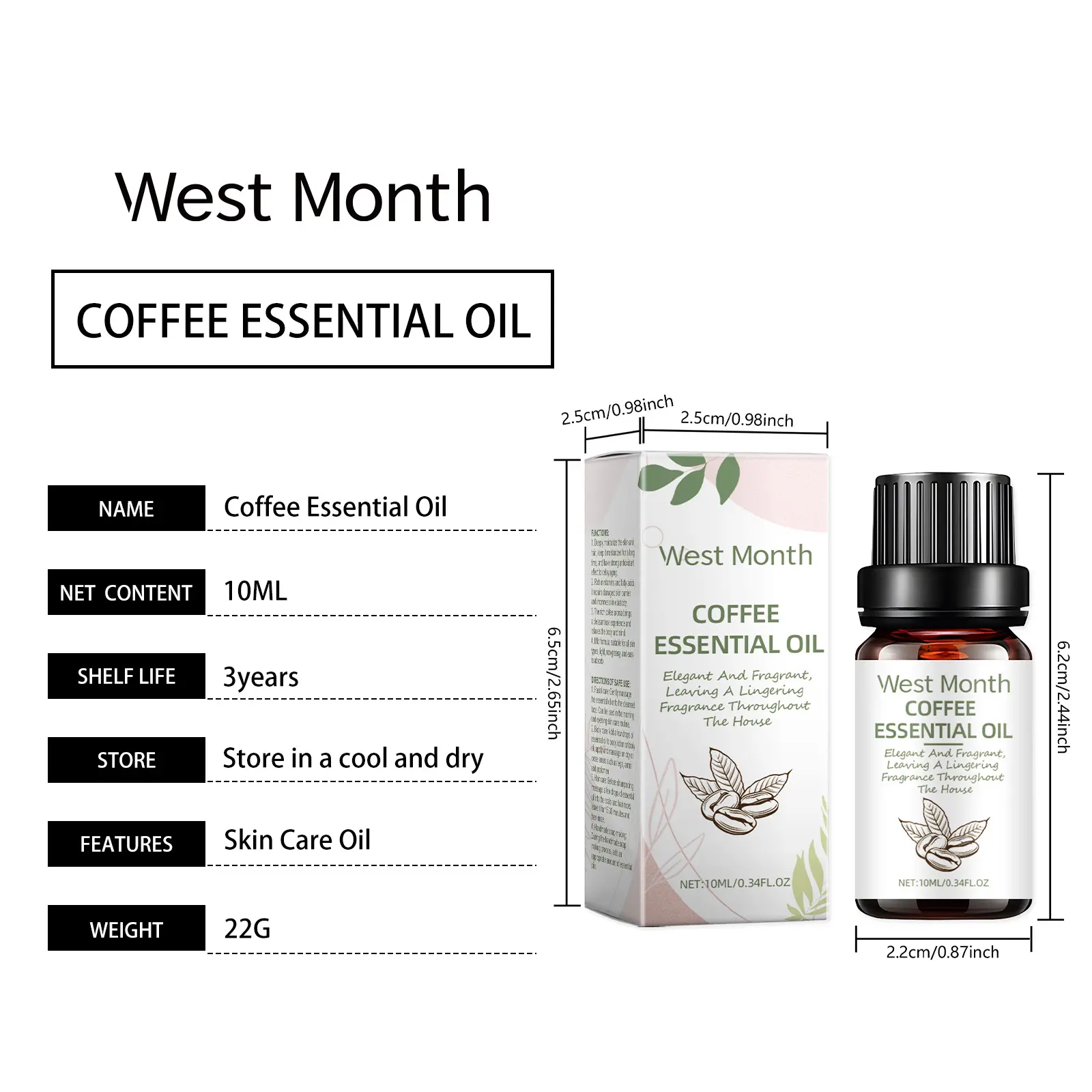 Coffee Seed Essential Oil for Moisturizing Skin and Hair Care - West&Month 1 coffee seed oil gentle moisturize nourish massage West Month 553 8387