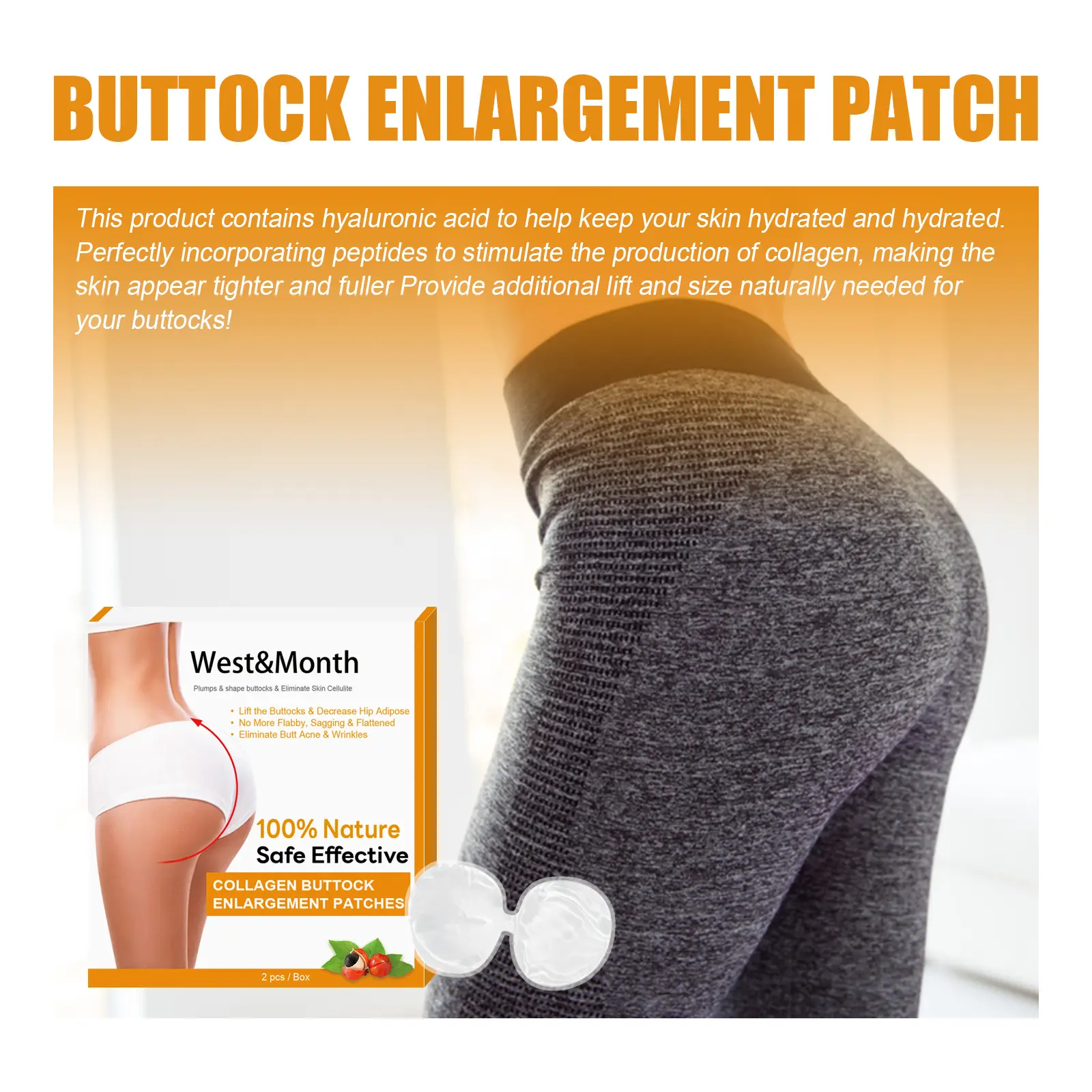 Collagen Butt Firming and Lifting Patches for Toned Skin - West&Month 7 collagen butt lift firm peach butt West Month 666 9513