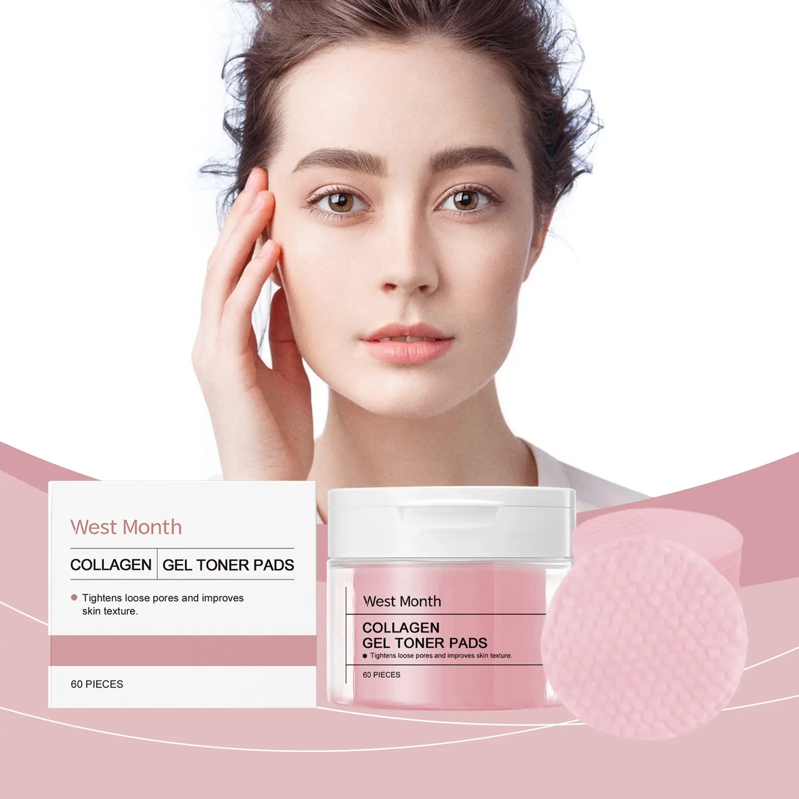 Collagen Facial Pads Brightening & Firming Treatment - West&Month 2 collagen cotton pad facial brightening moisturizing West Month 096 2323