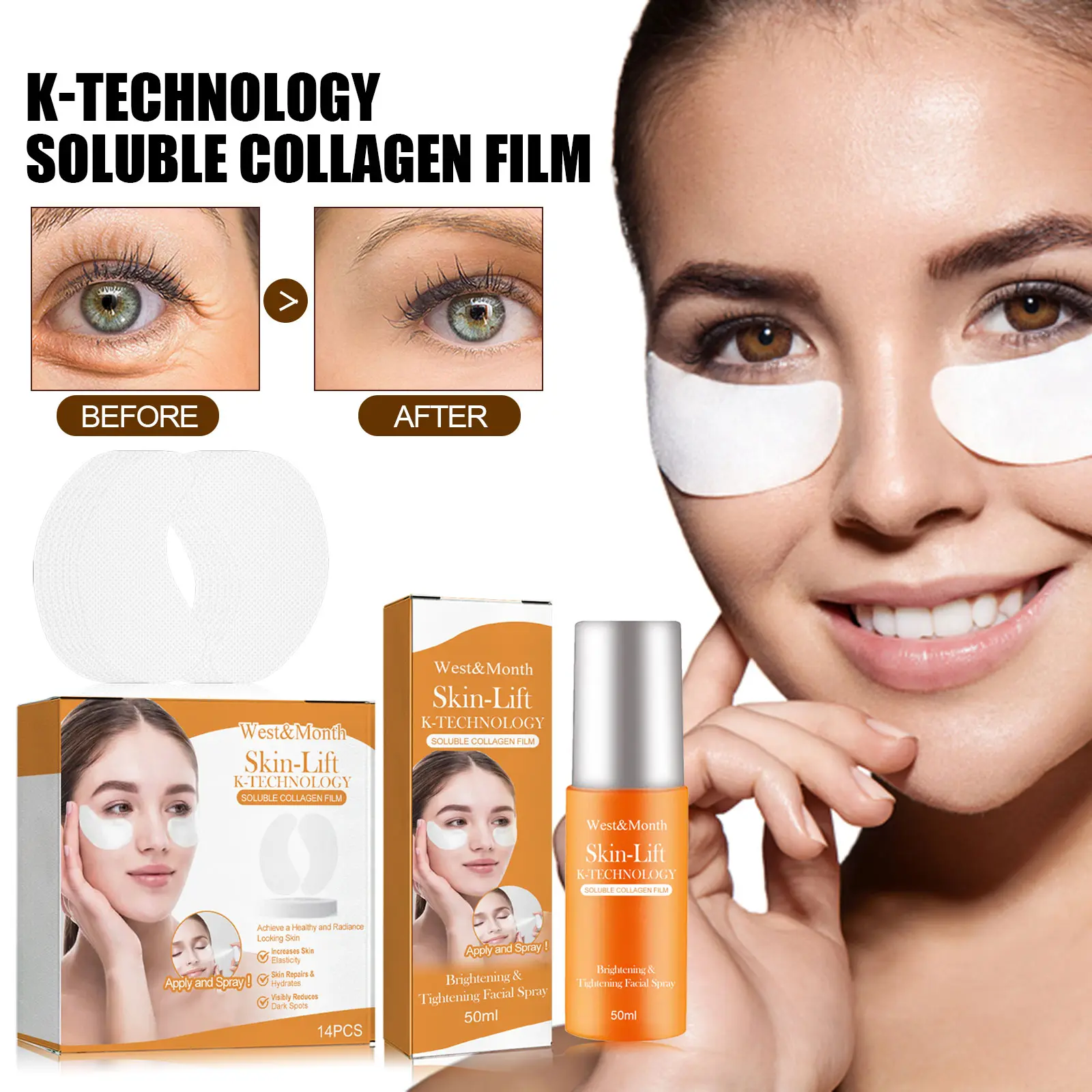 West&Month Collagen Eye Mask Spray Review: My Honest Thoughts 2 Close up of West&Month Collagen Spray misting on skin