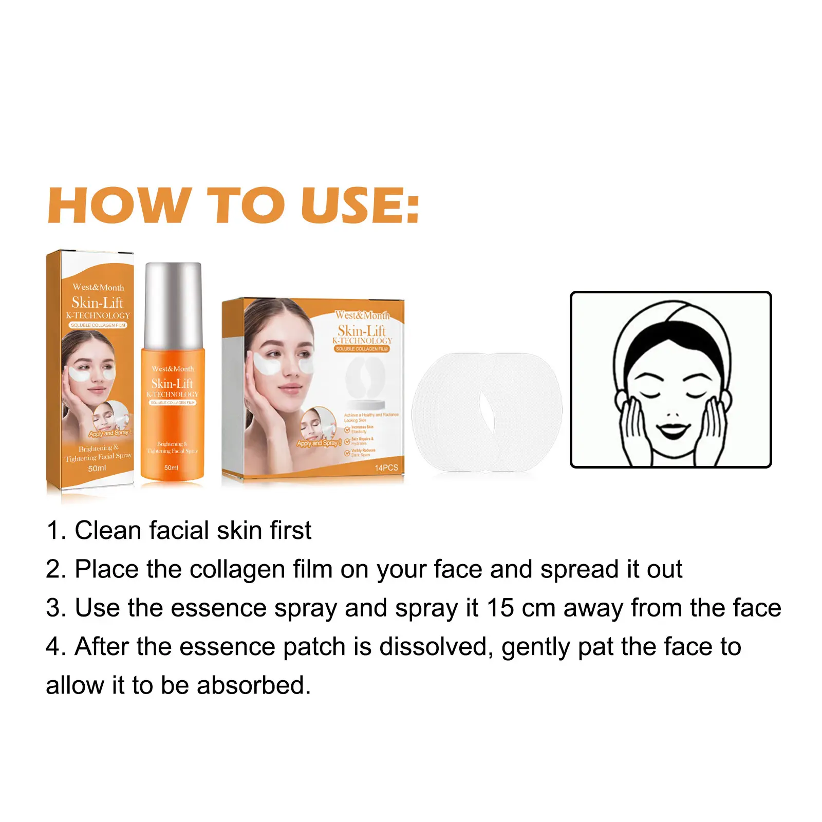 Collagen Eye Mask Spray Hydrating Facial Treatment West&Month 4 collagen eye mask spray anti aging hydrating West Month 109 2486