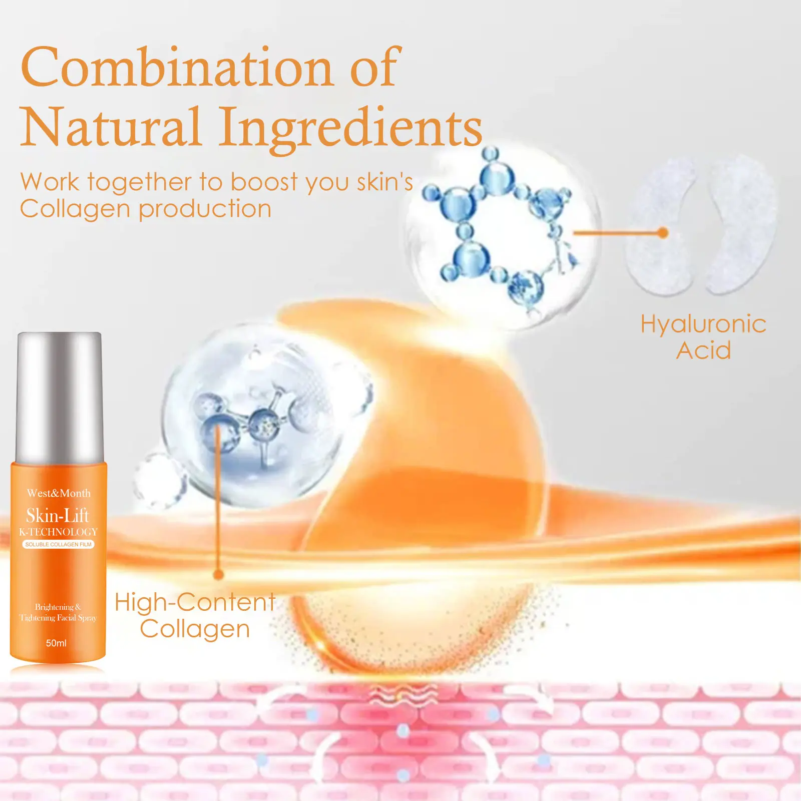 Collagen Eye Mask Spray Hydrating Facial Treatment West&Month 8 collagen eye mask spray anti aging hydrating West Month 109 2490