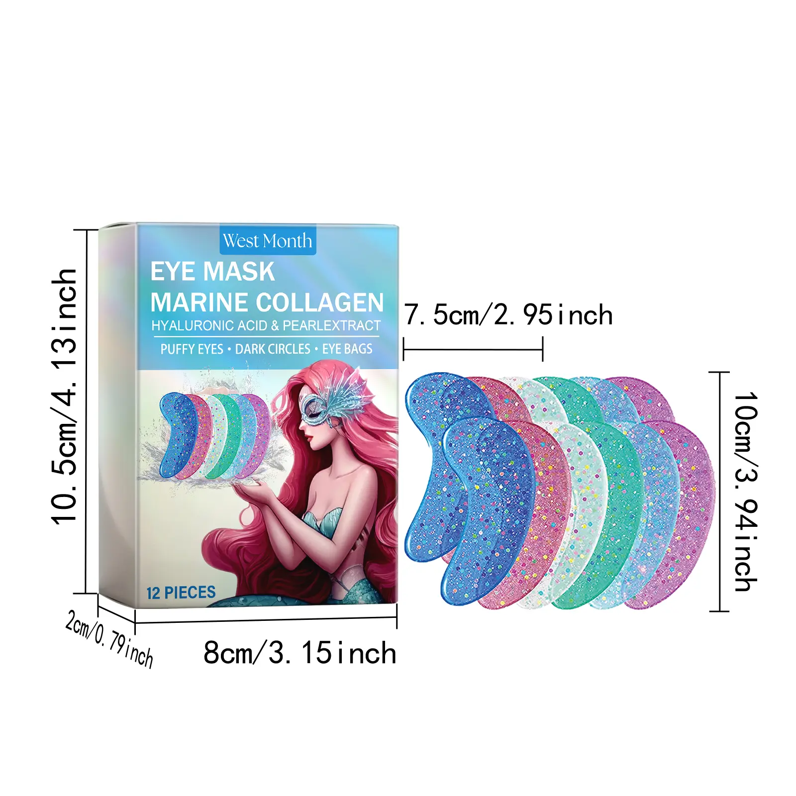 Collagen Eye Strips for Fine Lines and Dark Circles - West&Month 1 collagen eye strips lighten lines firm hydrate West Month 365 5758
