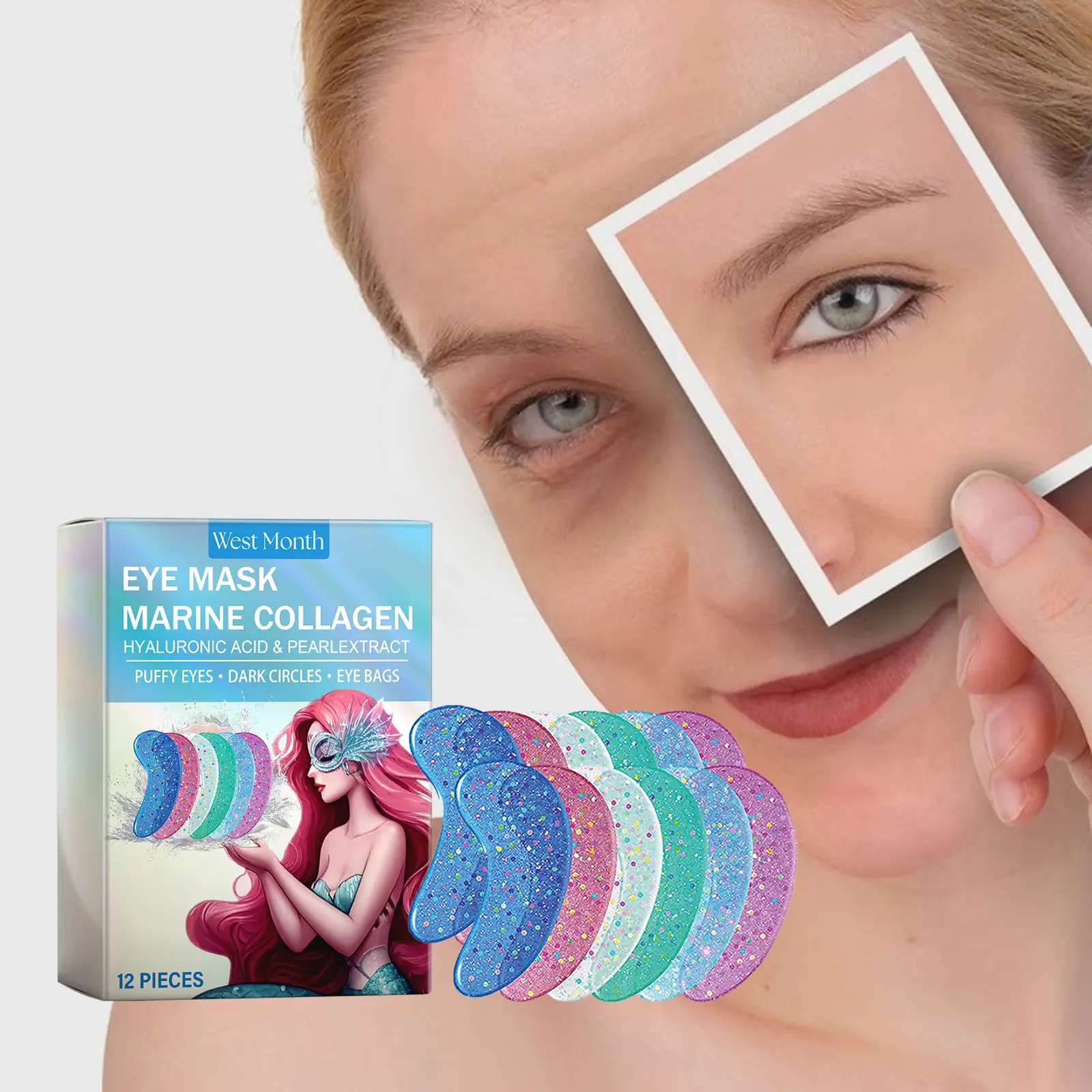Collagen Eye Strips for Fine Lines and Dark Circles - West&Month 2 collagen eye strips lighten lines firm hydrate West Month 365 5759