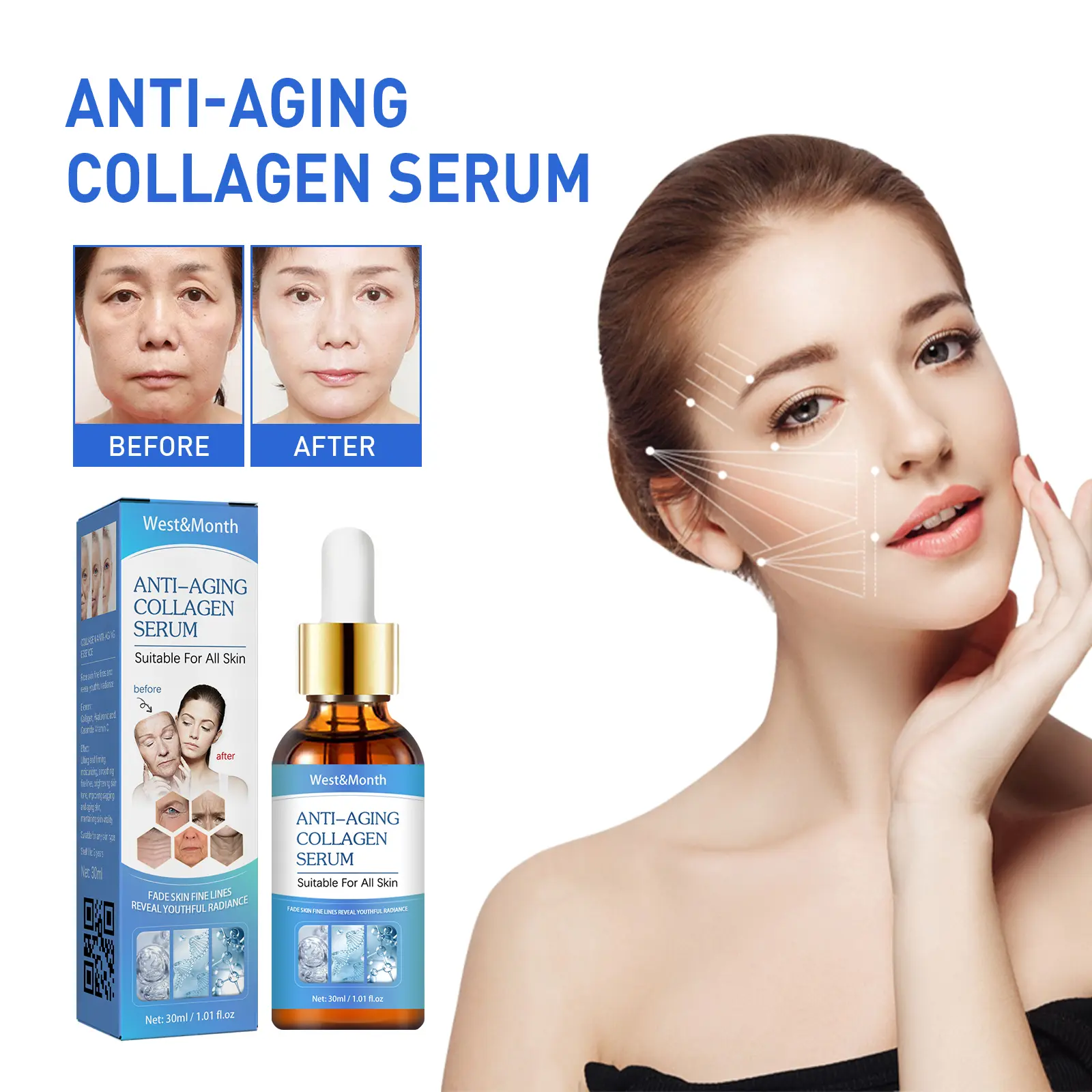 Collagen Facial Essence for Fine Lines and Skin Radiance - West&Month 1 collagen facial essence reduce fine lines West Month 063 1892