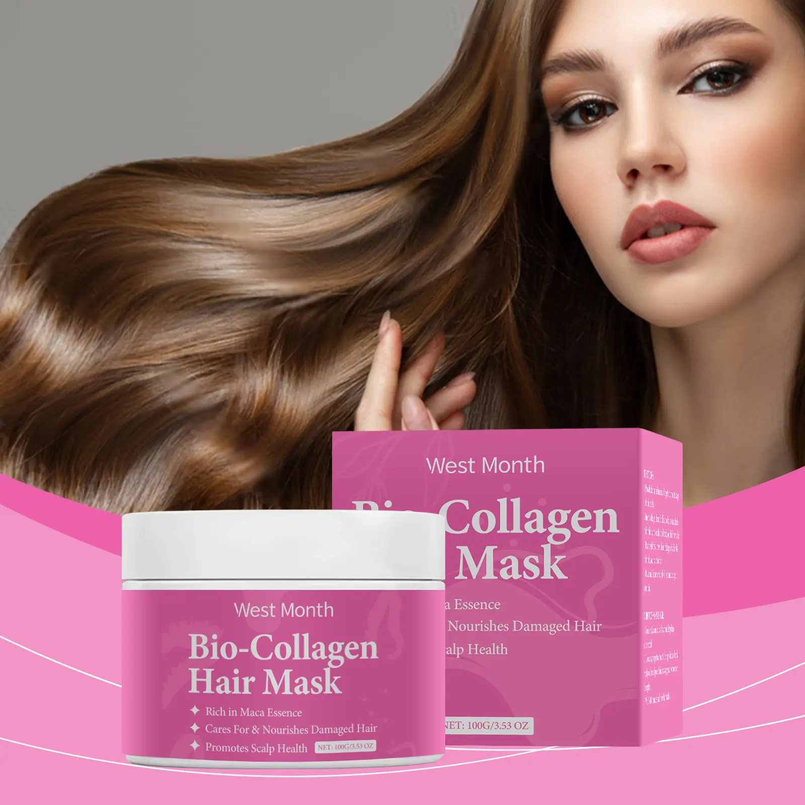 Collagen Hair Mask for Damaged Hair Repair - West&Month 2 collagen hair mask gently nourish soften West Month 261 4381