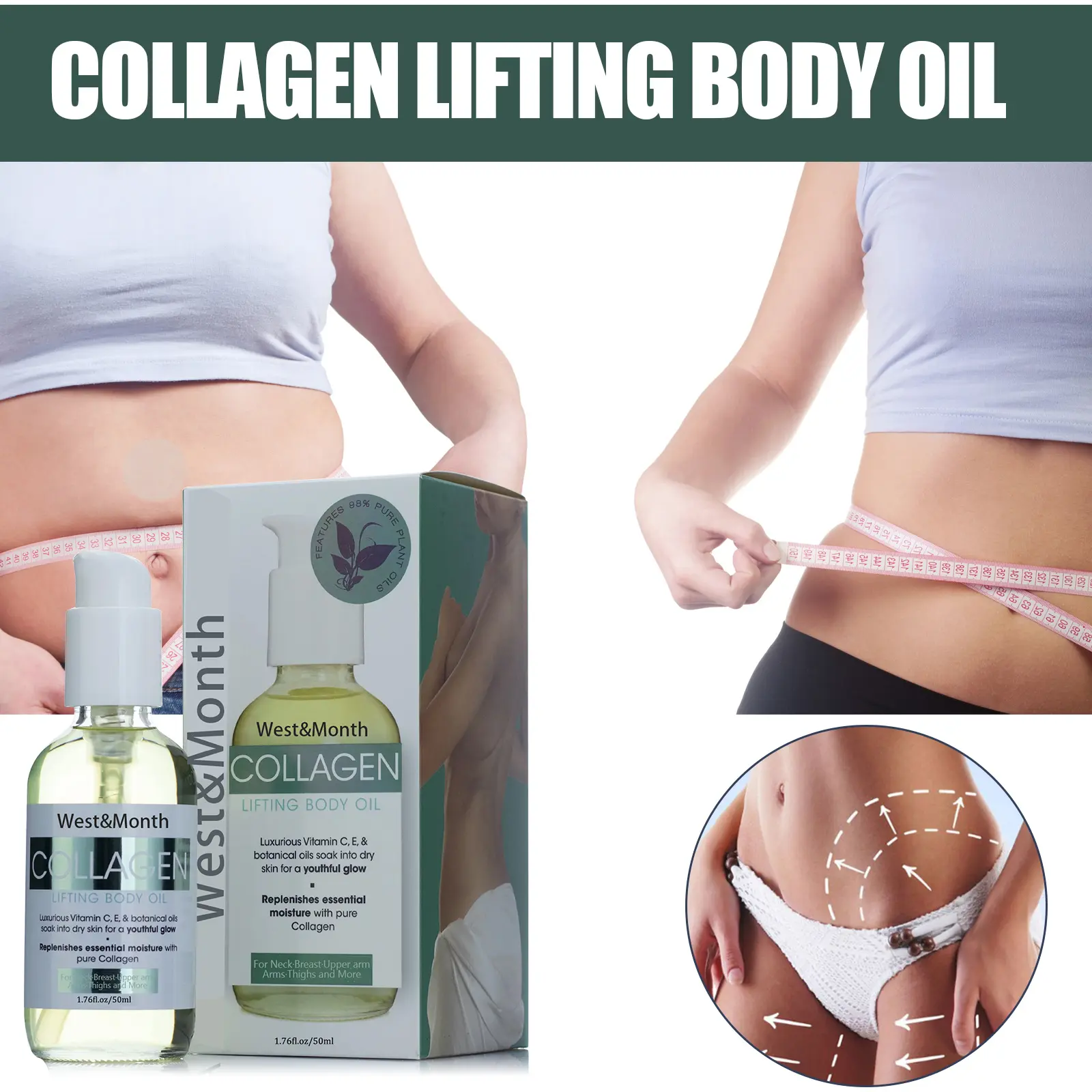 West&Month Collagen Body Oil Review: My Honest Experience 2 Close-up of West&Month Collagen Body oil being dispensed from dropper