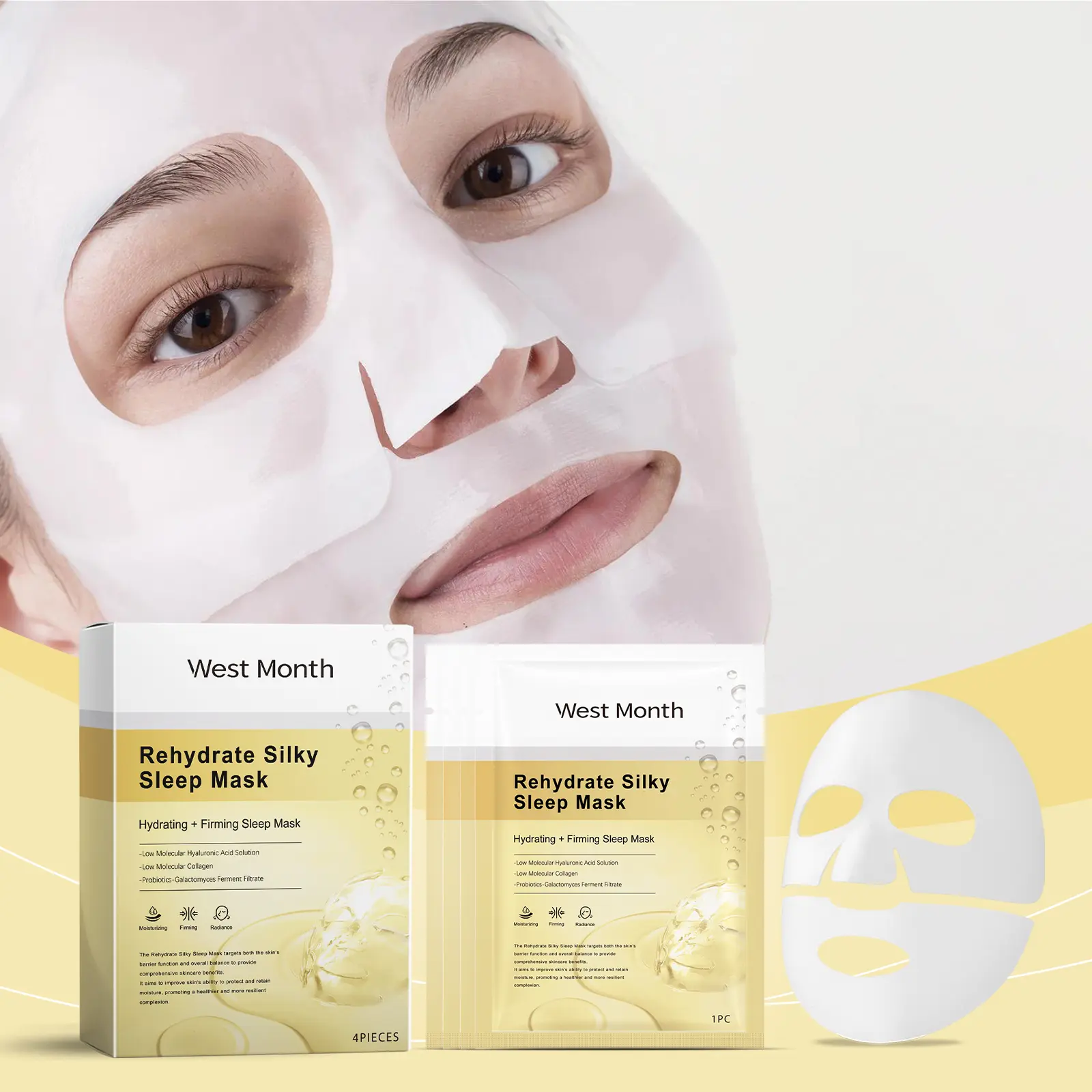Collagen Moisturizing Mask for Elasticity & Firming - West&Month 2 collagen moisturizing mask nourish hydrate facial West Month 551 8360