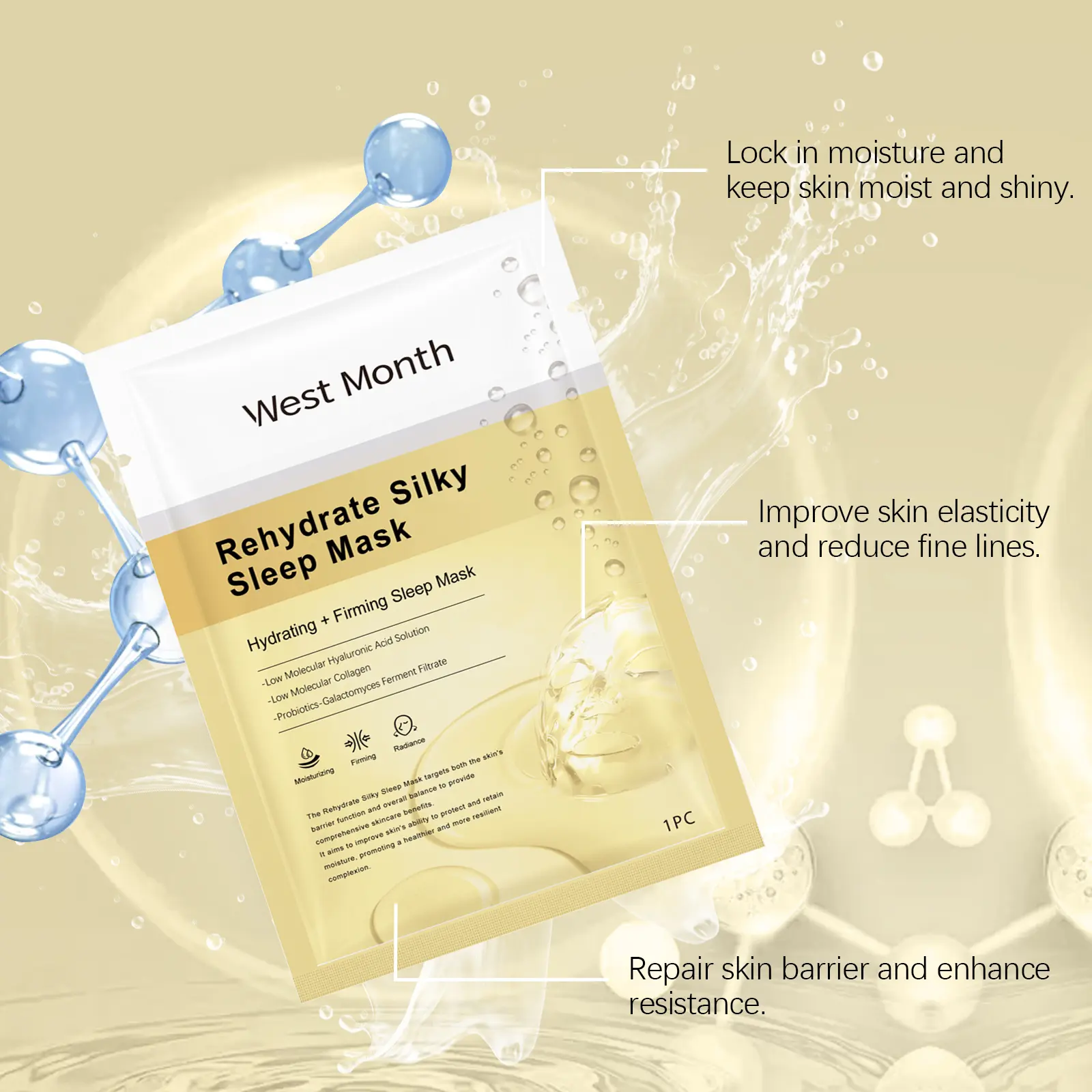 Collagen Moisturizing Mask for Elasticity & Firming - West&Month 5 collagen moisturizing mask nourish hydrate facial West Month 551 8363