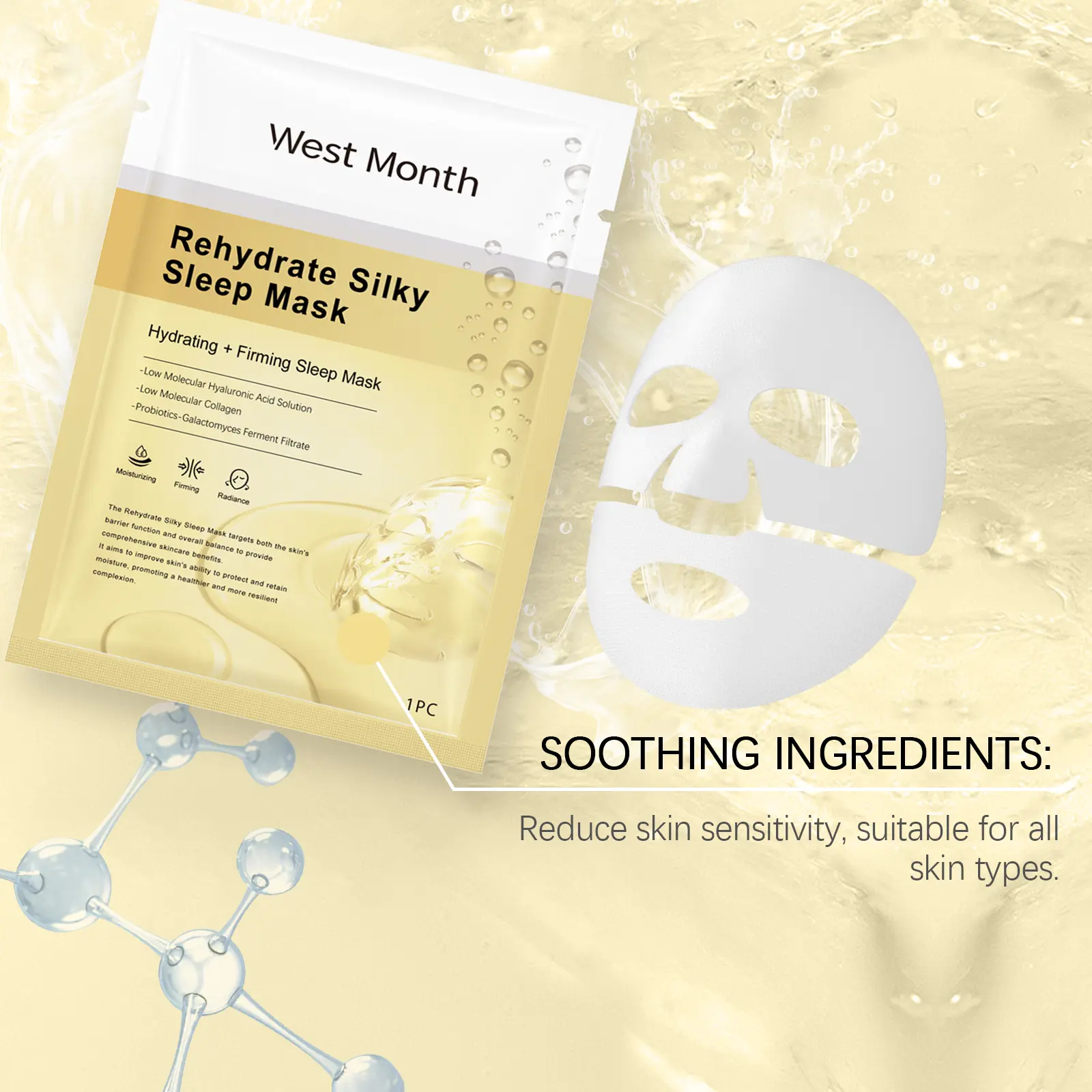 Collagen Moisturizing Mask for Elasticity & Firming - West&Month 6 collagen moisturizing mask nourish hydrate facial West Month 551 8364