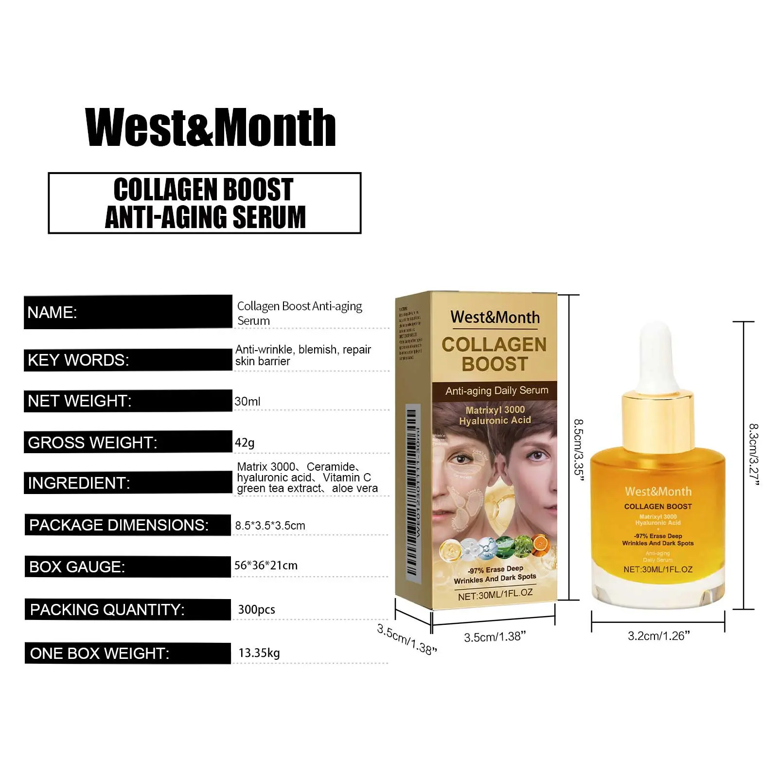 Rejuvenating Collagen Essence for Fine Lines and Wrinkles - West&Month 1 collagen rejuvenating essence hydrate reduce lines West Month 083 2141