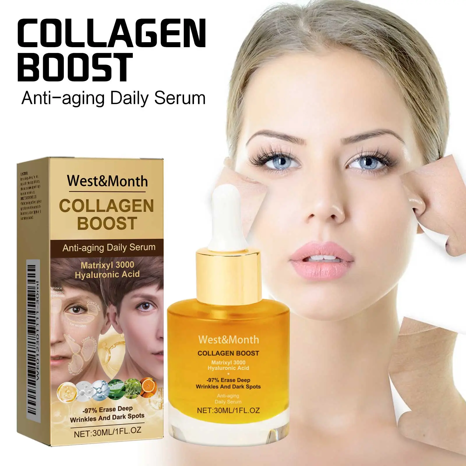 Rejuvenating Collagen Essence for Fine Lines and Wrinkles - West&Month 2 collagen rejuvenating essence hydrate reduce lines West Month 083 2142