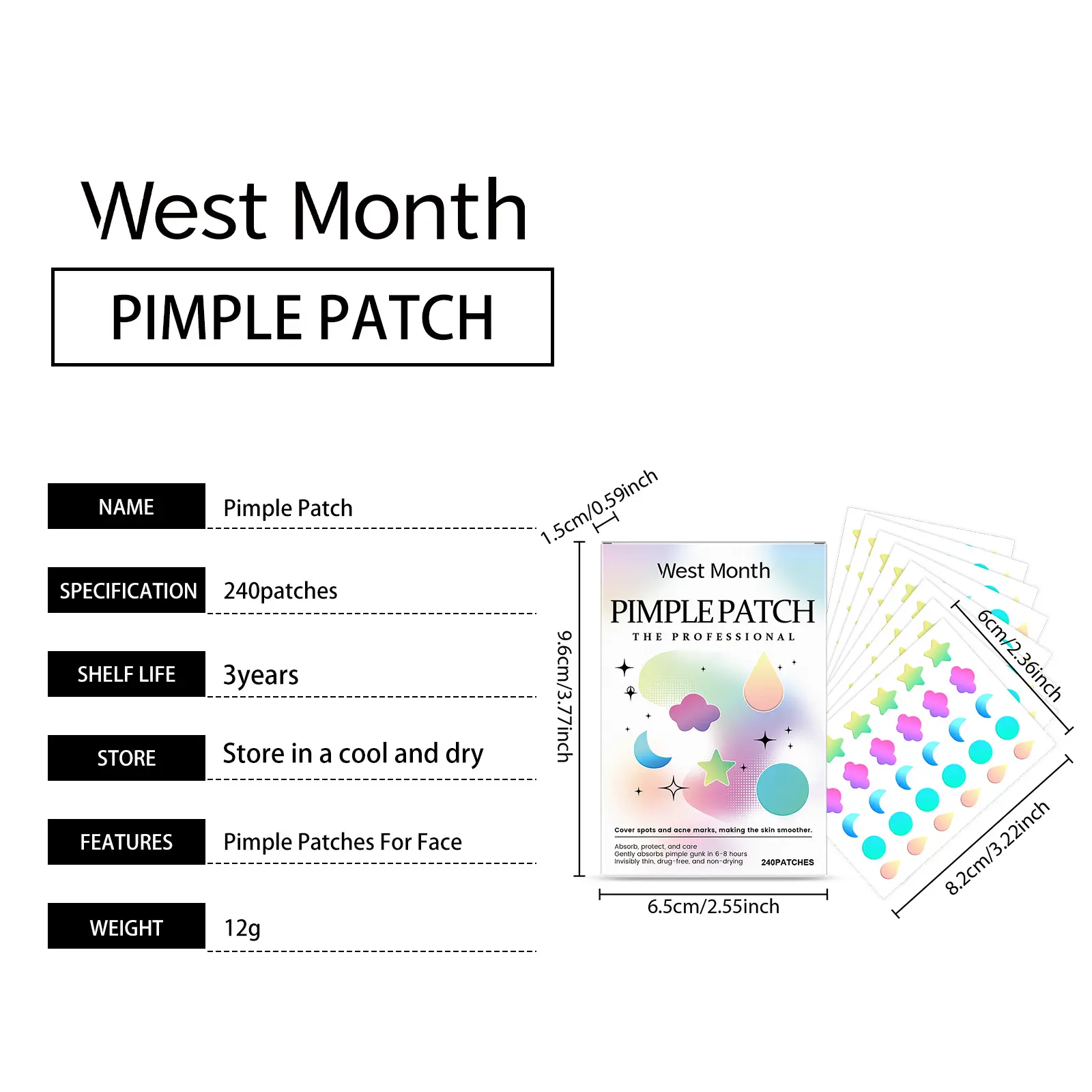 Color Cover Acne Patches for Facial Skin Care - West&Month 1 color cover acne patch mild cover West Month 164 3163