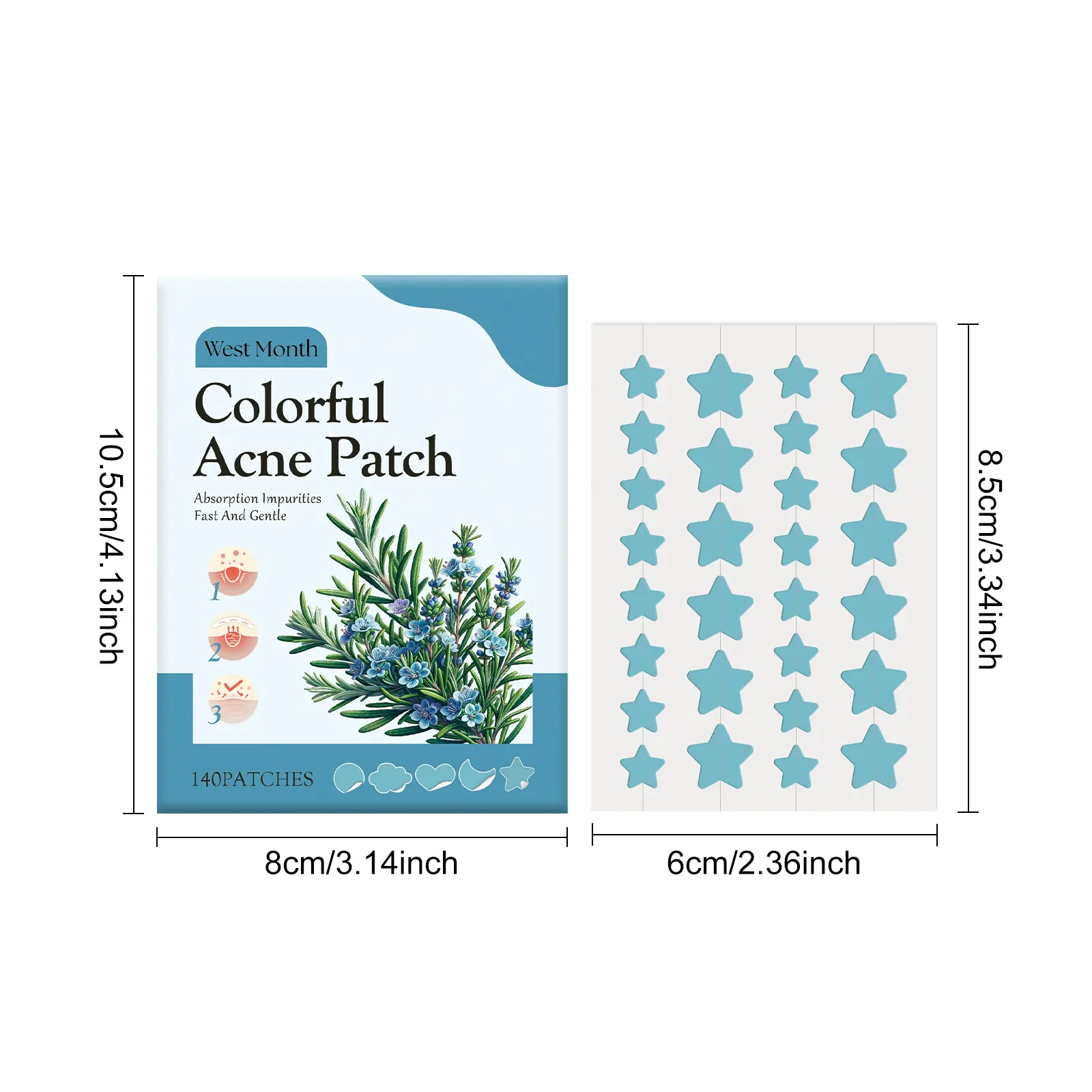 Colorful Acne Patches for Skin Repair and Gentle Cleansing - West&Month 1 colorful acne patch gently clean repair impurities West Month 425 6585