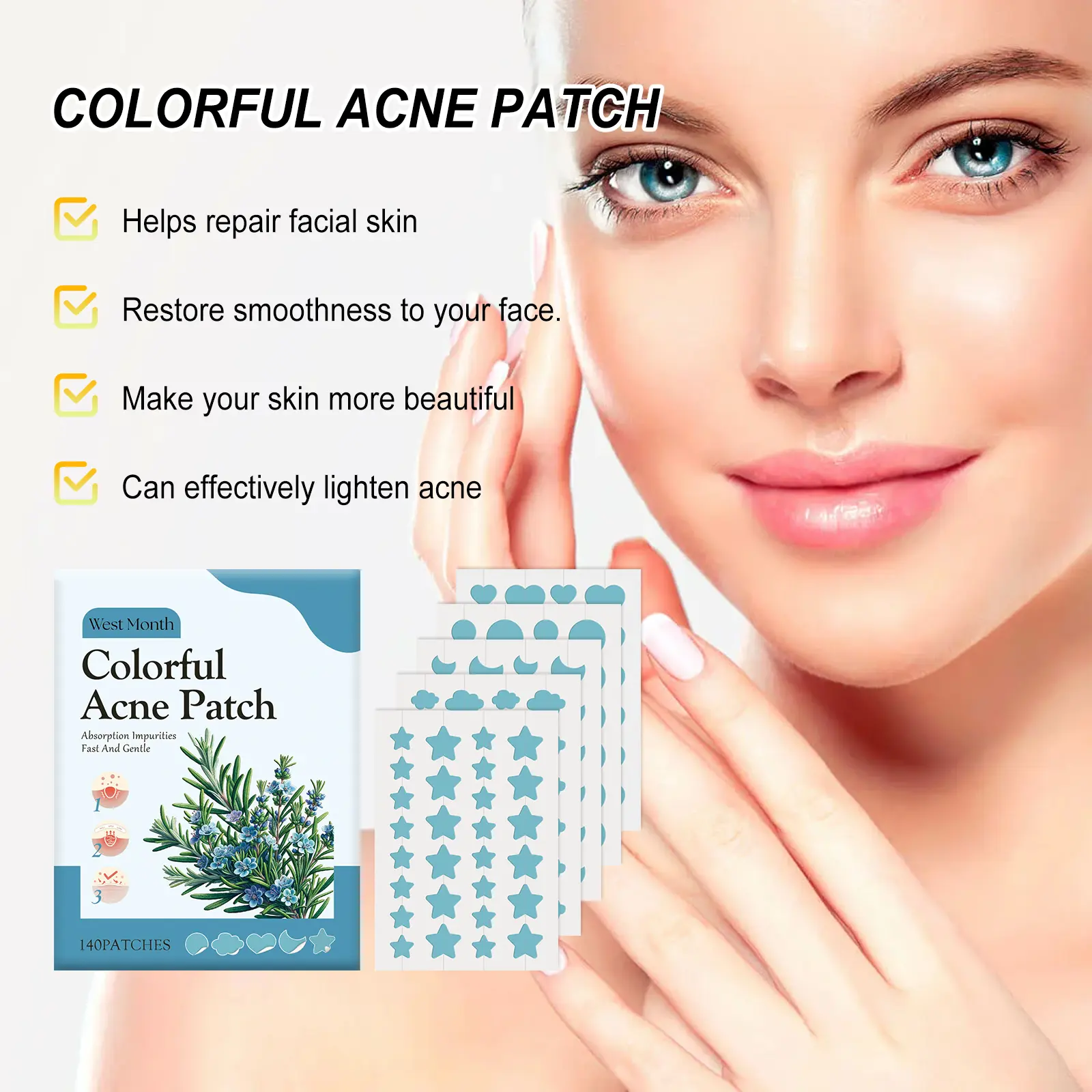 Colorful Acne Patches for Skin Repair and Gentle Cleansing - West&Month 5 colorful acne patch gently clean repair impurities West Month 425 6589