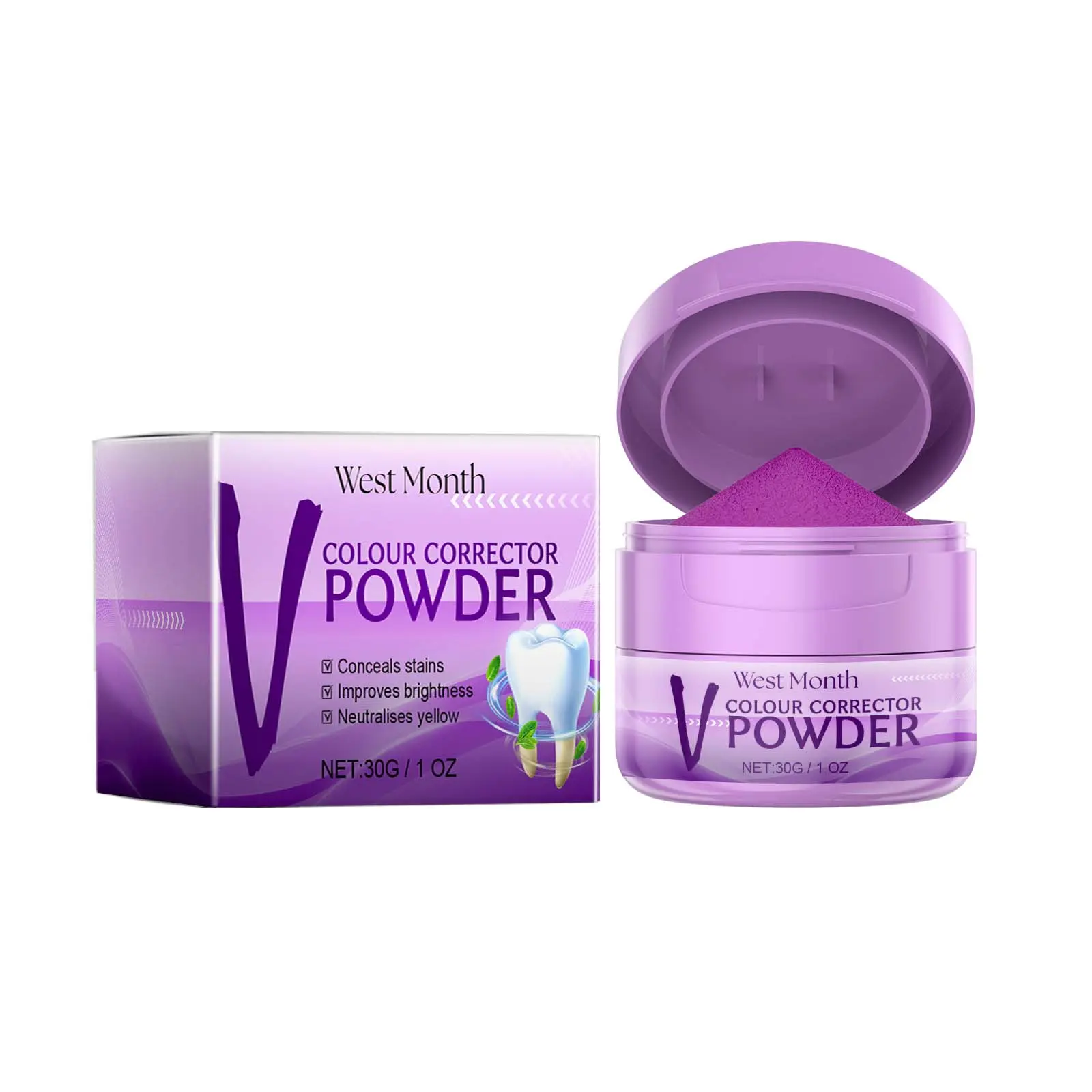 I Brushed My Teeth with Purple Dust: My Honest West&Month Colour Corrector Review 1 West&Month Colour Corrector Teeth Whitening Powder Jar