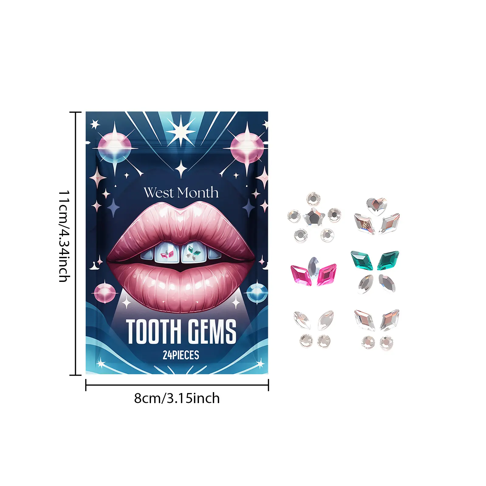Crystal Tooth Gems for a Sparkling Smile - West&Month 1 crystal dental drill decorative brighten smile West Month 447 6884