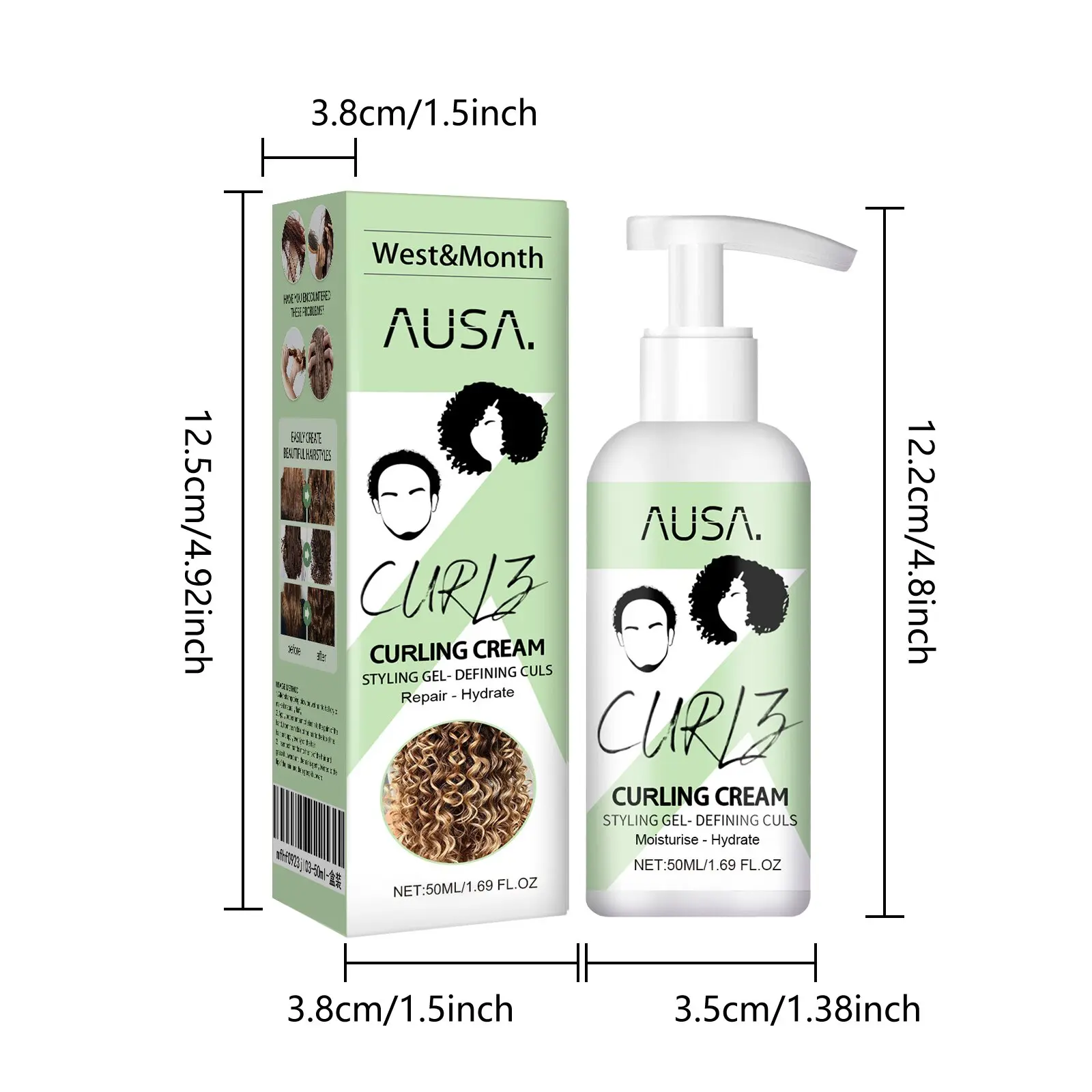 Curly Hair Elastin Moisturizing Frizz Control Styling Cream West&Month 1 curly hair elastin moisturizing styling West Month 021 1368