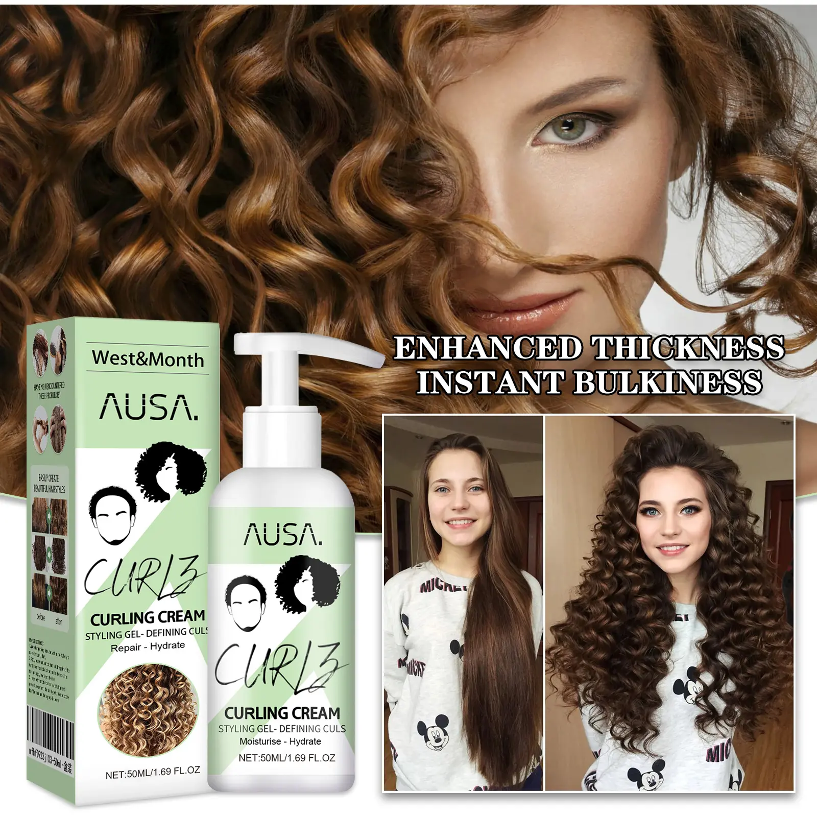 Curly Hair Elastin Moisturizing Frizz Control Styling Cream West&Month 5 curly hair elastin moisturizing styling West Month 021 1372