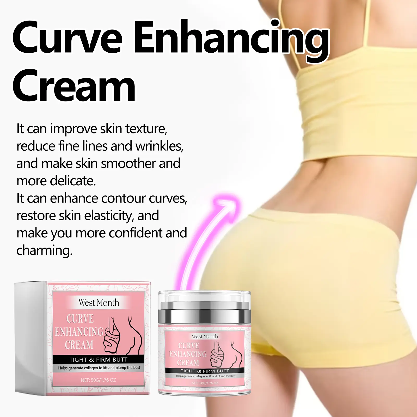 Curve Enhancing Cream for Hips and Body Contouring - West&Month 5 curve enhancing cream sculpt hips firm curves West Month 094 2297
