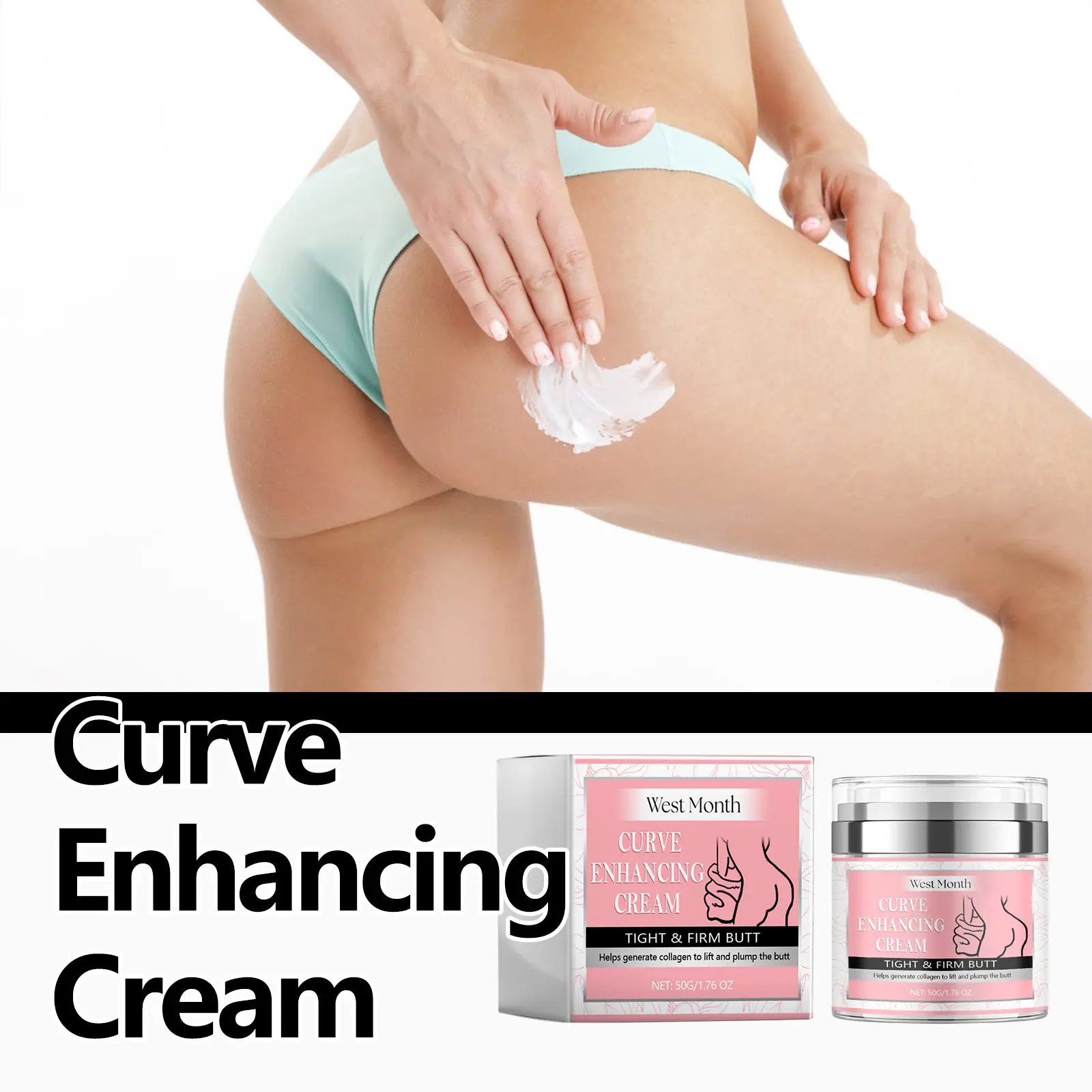 Curve Enhancing Cream for Hips and Body Contouring - West&Month 7 curve enhancing cream sculpt hips firm curves West Month 094 2299
