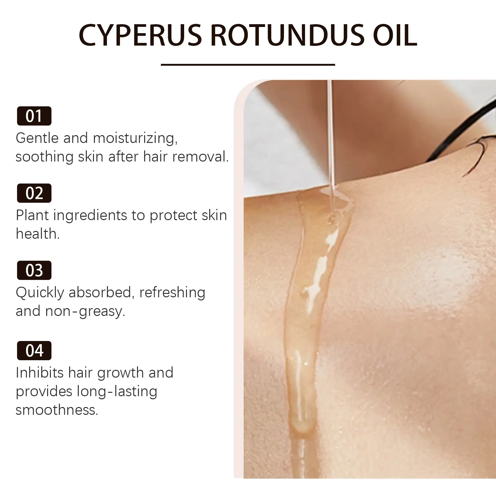Cyperi Rhizoma Hair Removal Oil with Scraper - Soothing & Moisturizing - West&Month 10 cyperi rhizoma oil hair removal moisturize nourish West Month 634 9209