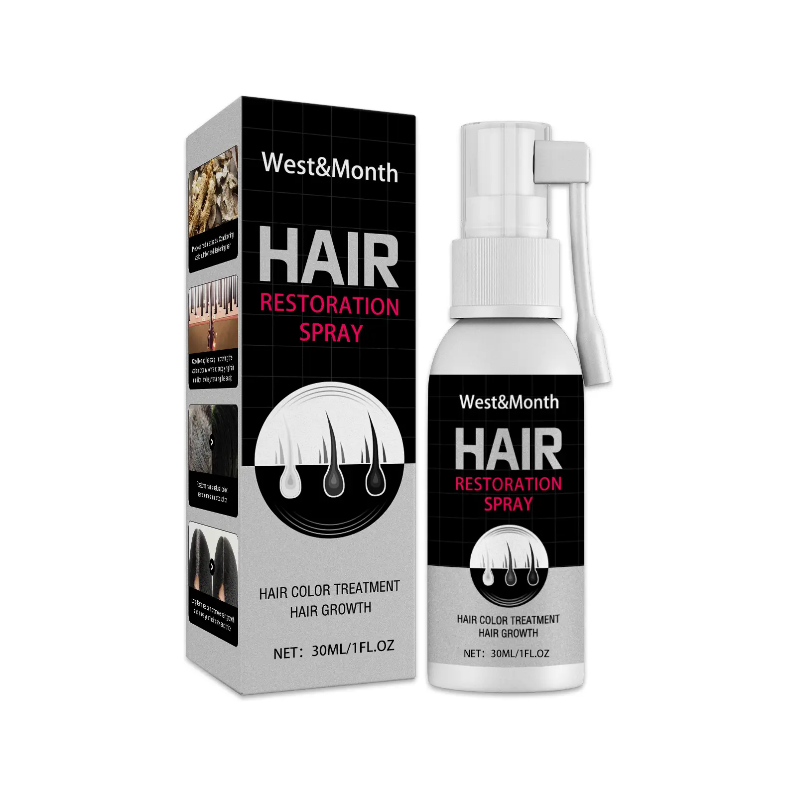 West&Month Dark Hair Spray Review: My Real Results After 4 Weeks 1 West&Month Dark Hair Spray bottle held in hand