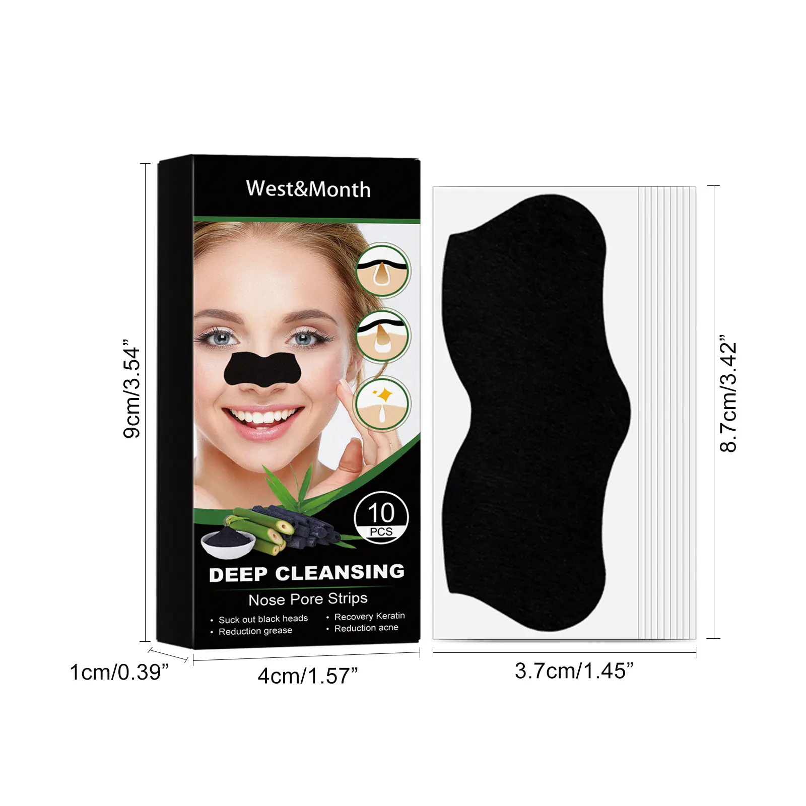 Nose Pore Strips for Blackheads Deep Cleaning Peel-off Mask West&Month 1 deep clean nose strips remove blackhead tight pores West Month 349 5528