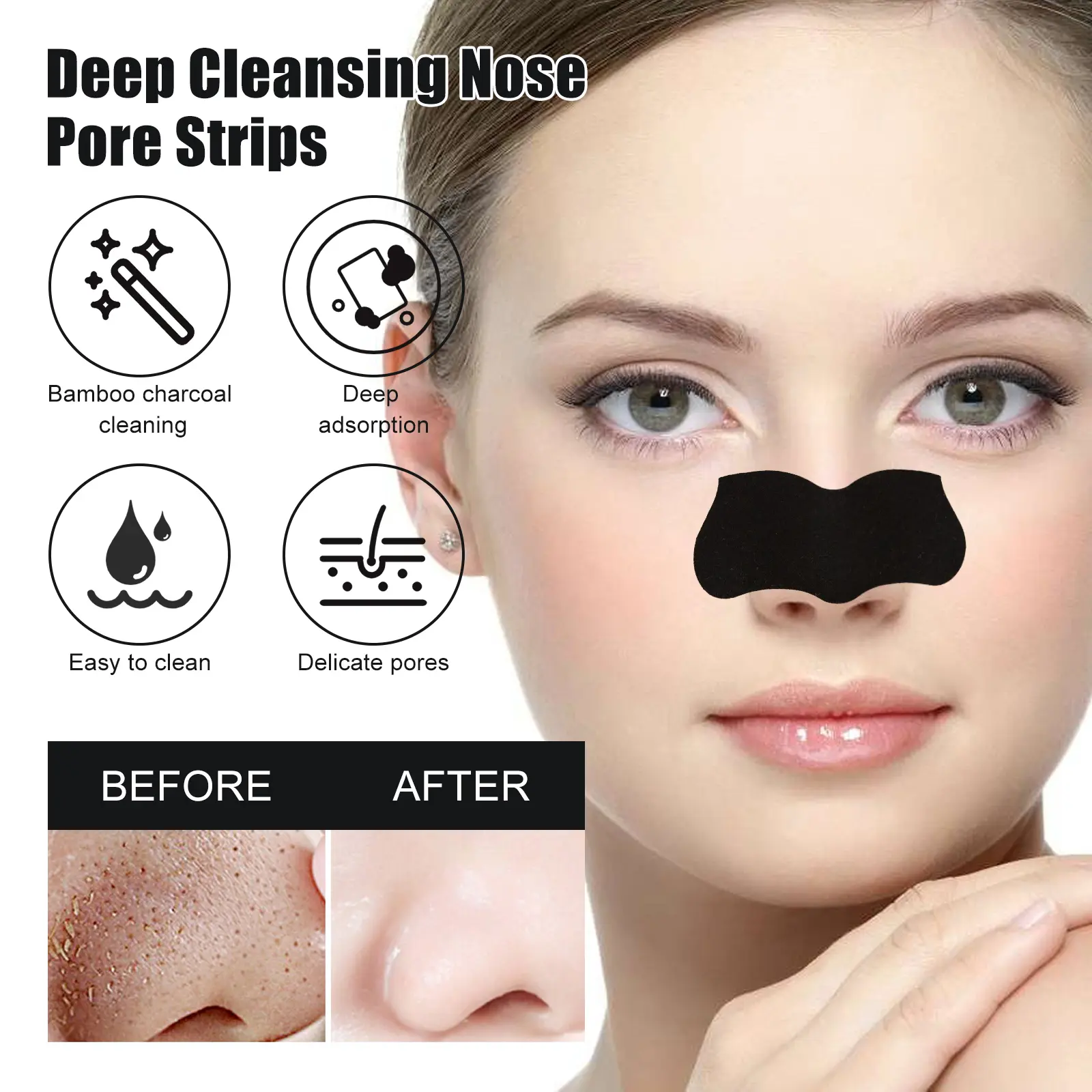 Nose Pore Strips for Blackheads Deep Cleaning Peel-off Mask West&Month 9 deep clean nose strips remove blackhead tight pores West Month 349 5536