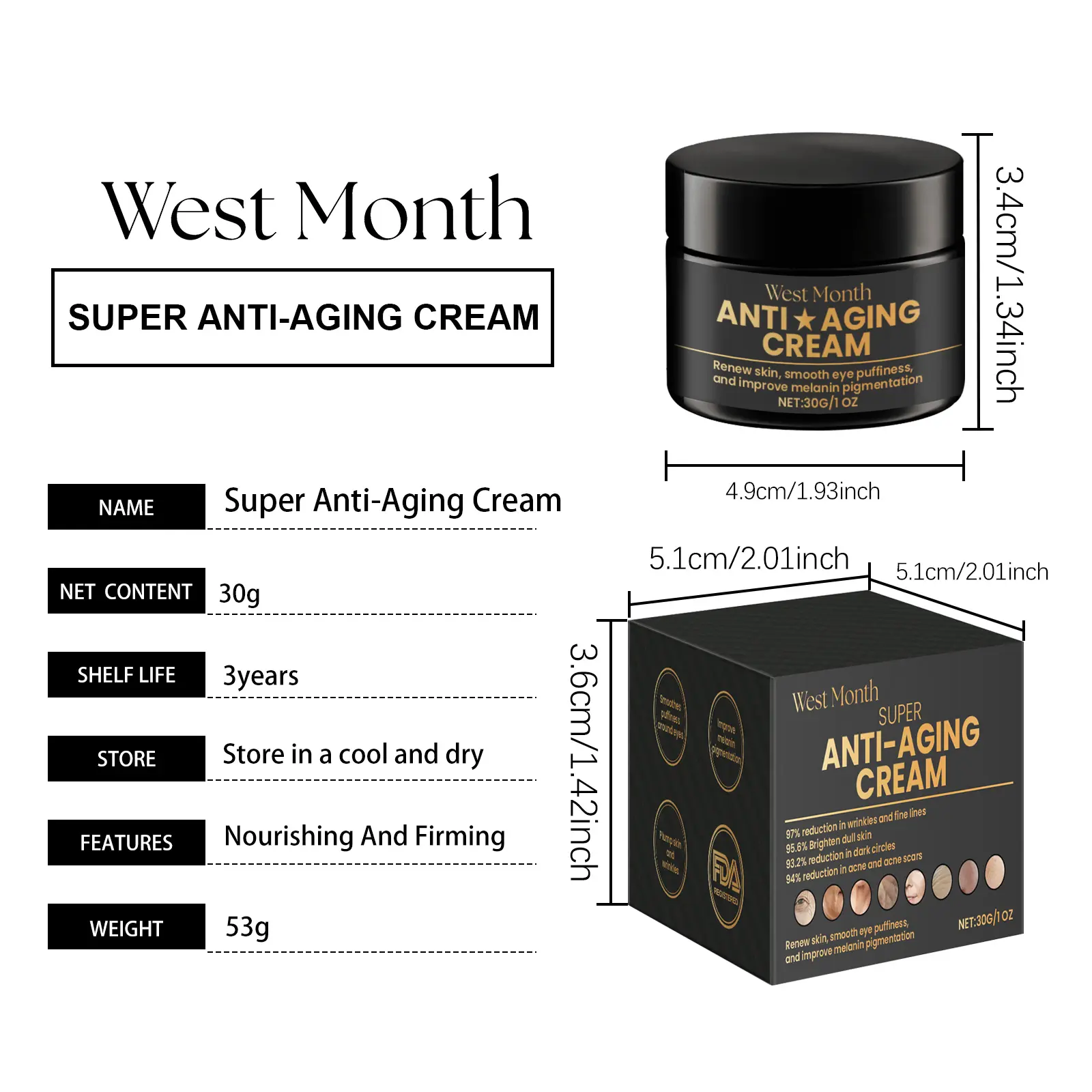 Deep Moisturizing Face Cream with Niacinamide & Aloe - West&Month 1 deep moisturizing cream repair facial massage West Month 460 7072