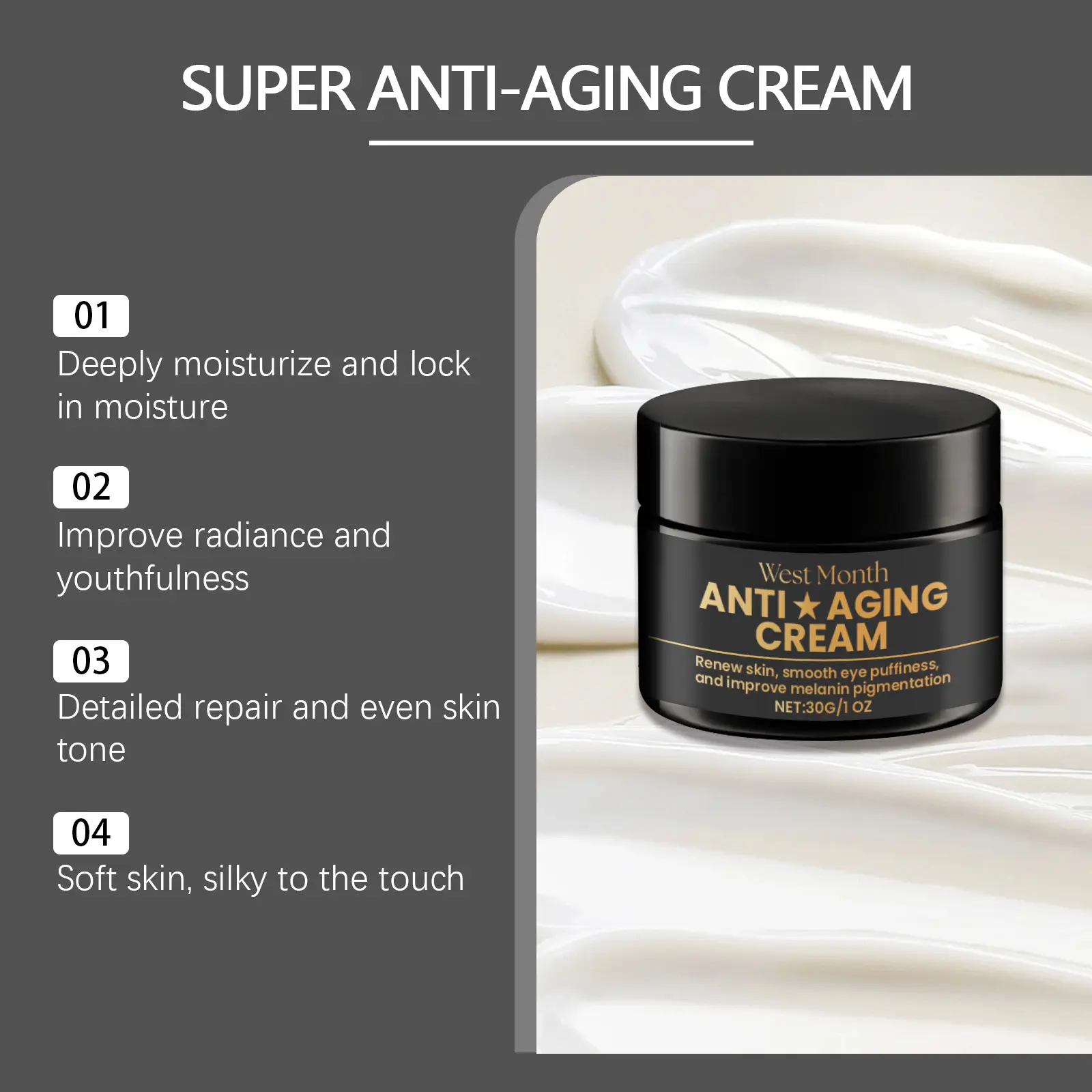 Deep Moisturizing Face Cream with Niacinamide & Aloe - West&Month 5 deep moisturizing cream repair facial massage West Month 460 7076