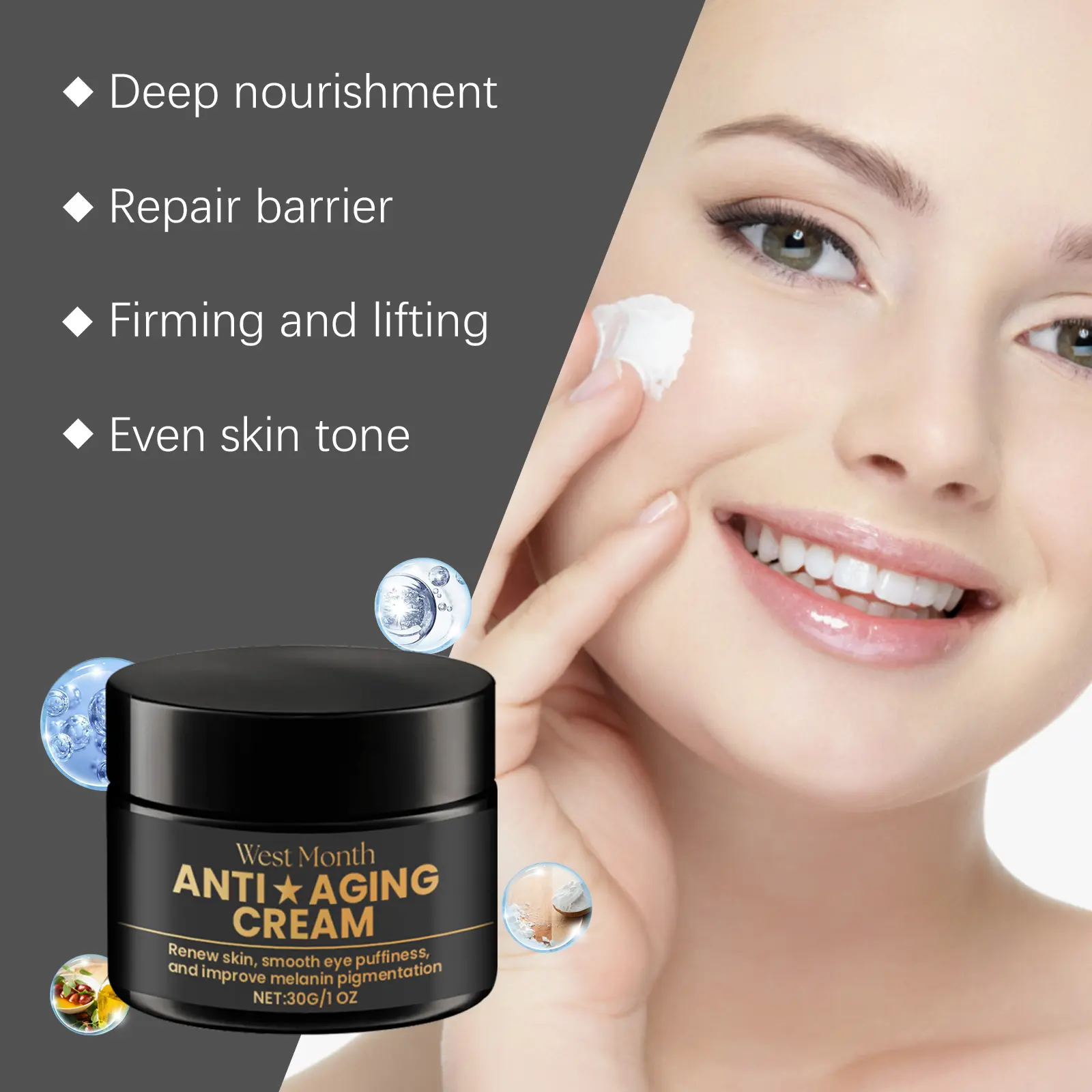 Deep Moisturizing Face Cream with Niacinamide & Aloe - West&Month 8 deep moisturizing cream repair facial massage West Month 460 7079