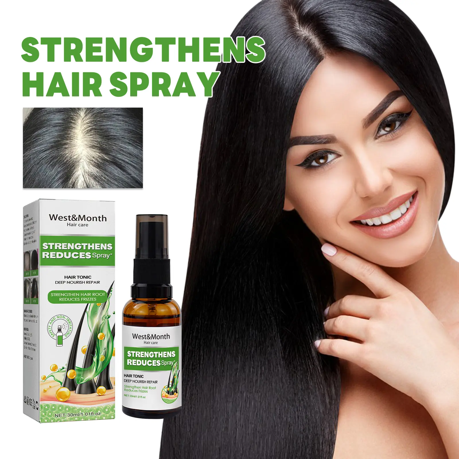 West&Month Hair Thickening Spray Review: Did It Actually Work? 2 Close-up of the West&Month spray nozzle and liquid texture